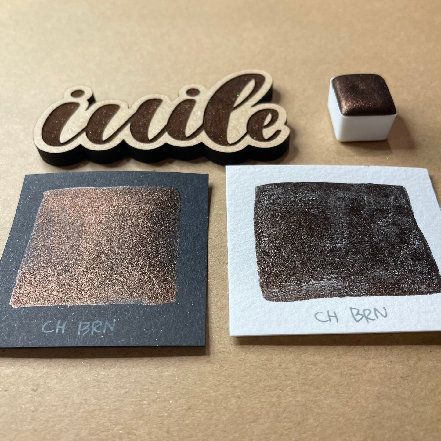 Brown Christmas Chrome watercolor paint half pan
