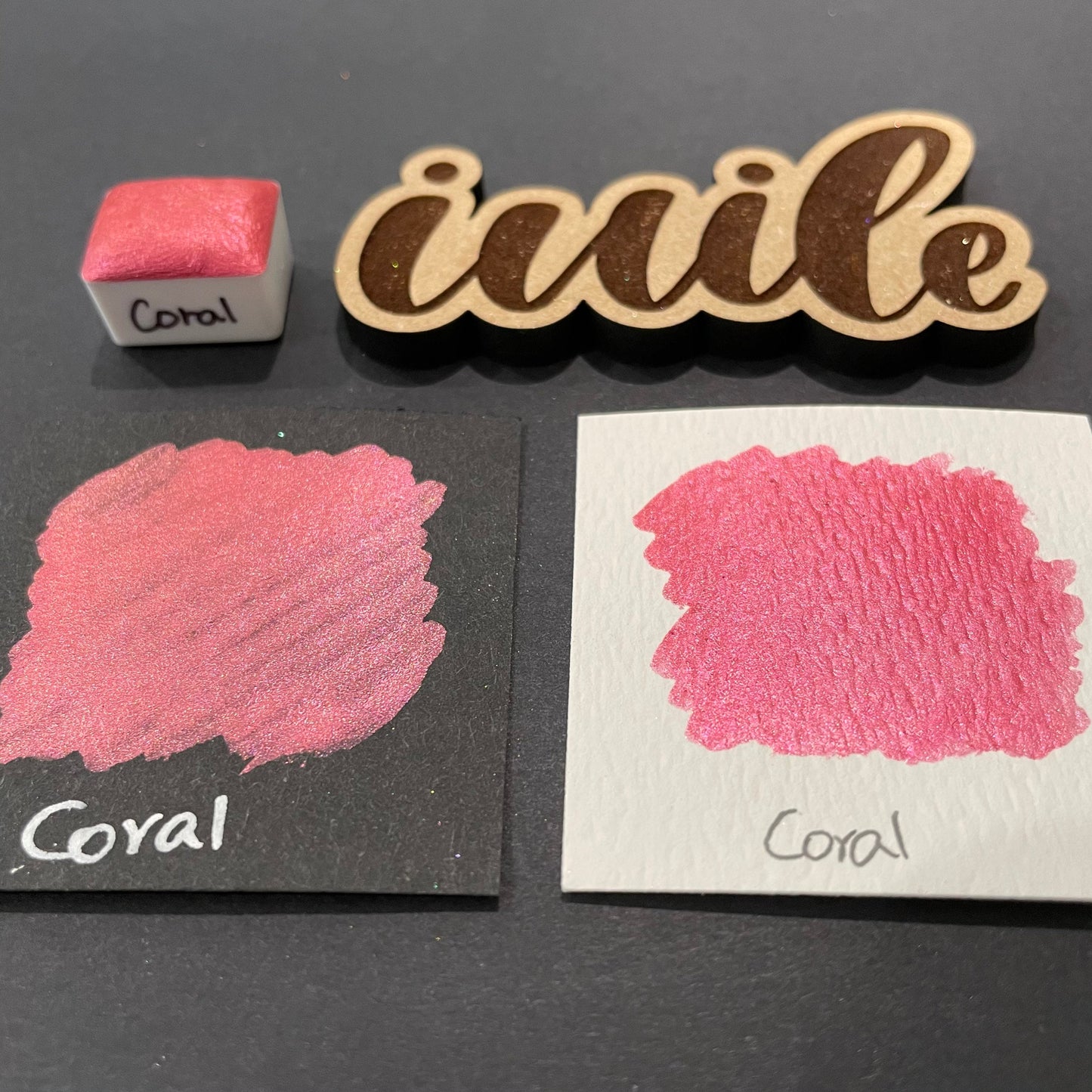 Coral pink watercolor paints Half pans