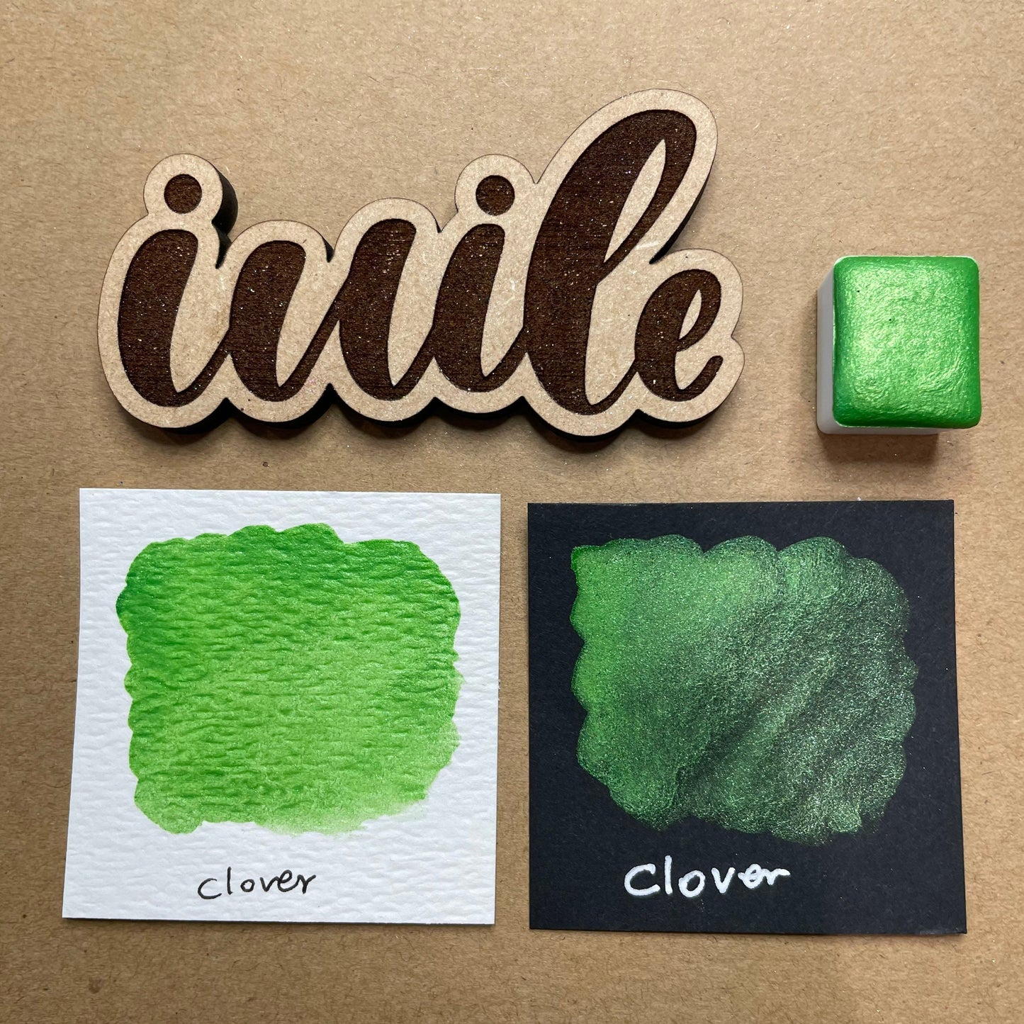 Clover green Handmade shimmer watercolor paints