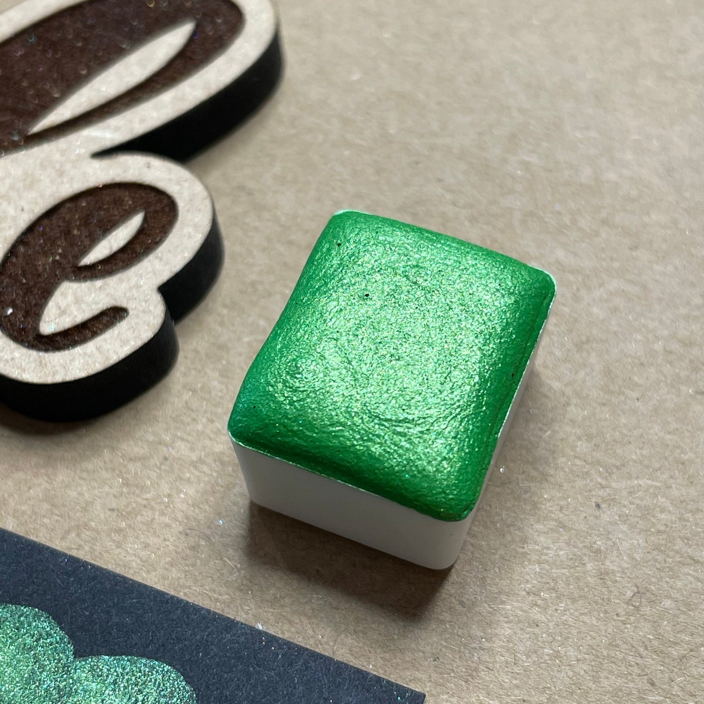 Clover green Handmade shimmer watercolor paints
