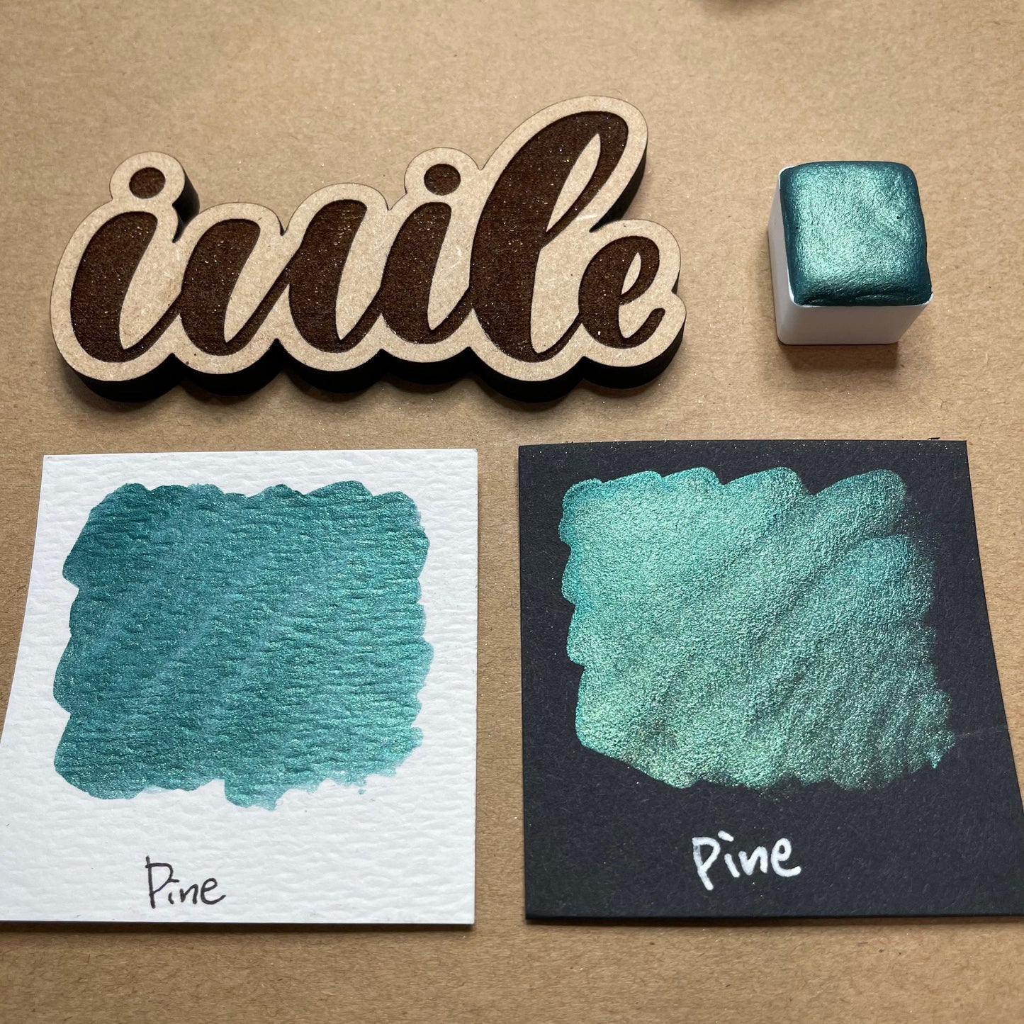 Pine green Handmade shimmer watercolor paints