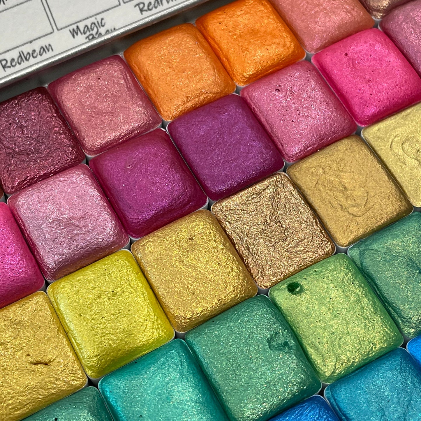 Mica60 color half pan set Handmade Shimmer Metallic watercolor paint