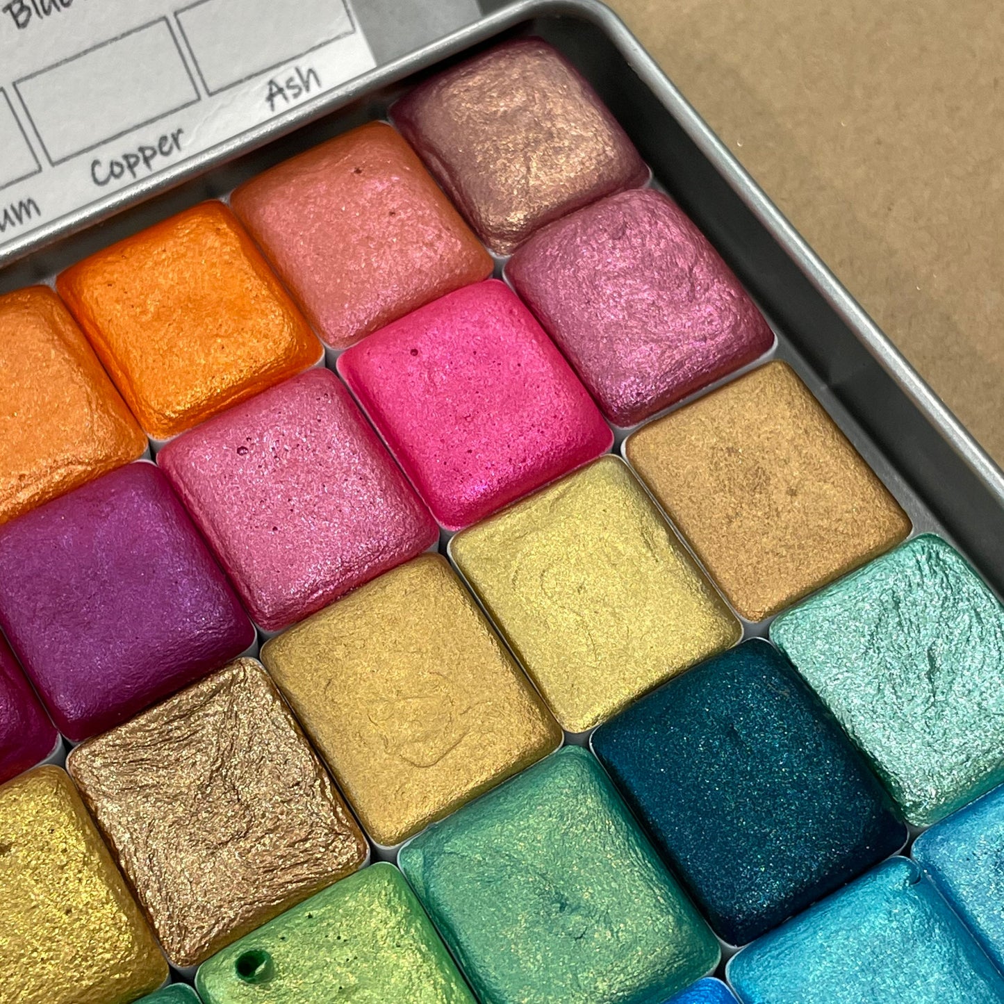 Mica60 color half pan set Handmade Shimmer Metallic watercolor paint