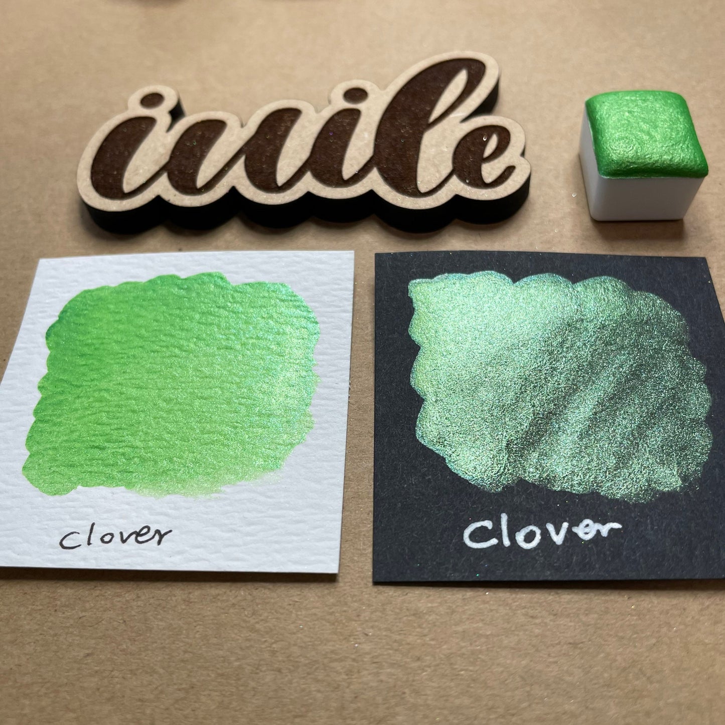 Clover green Handmade shimmer watercolor paints
