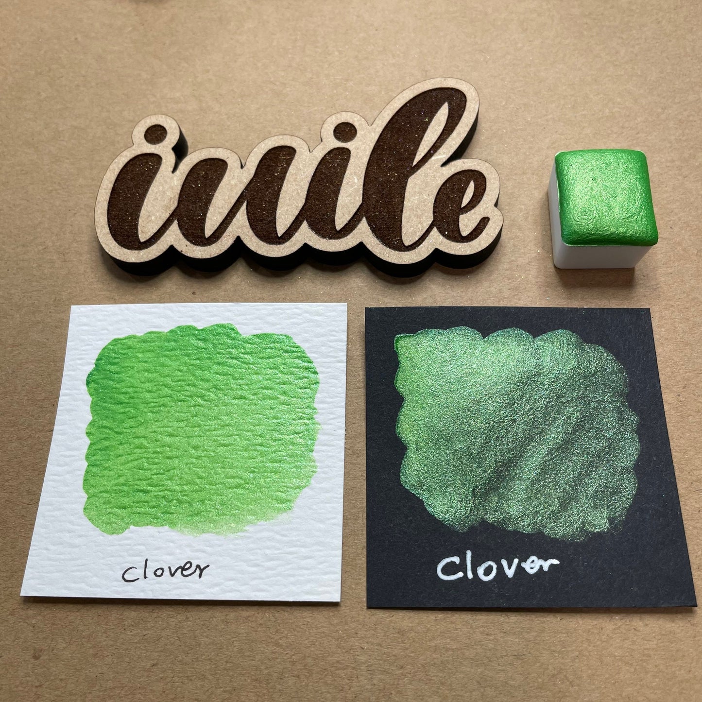 Clover green Handmade shimmer watercolor paints