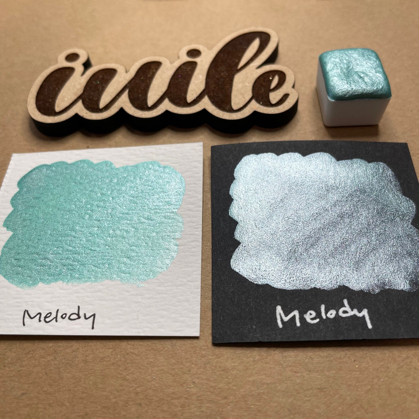 Melody teal Handmade shimmer watercolor paints