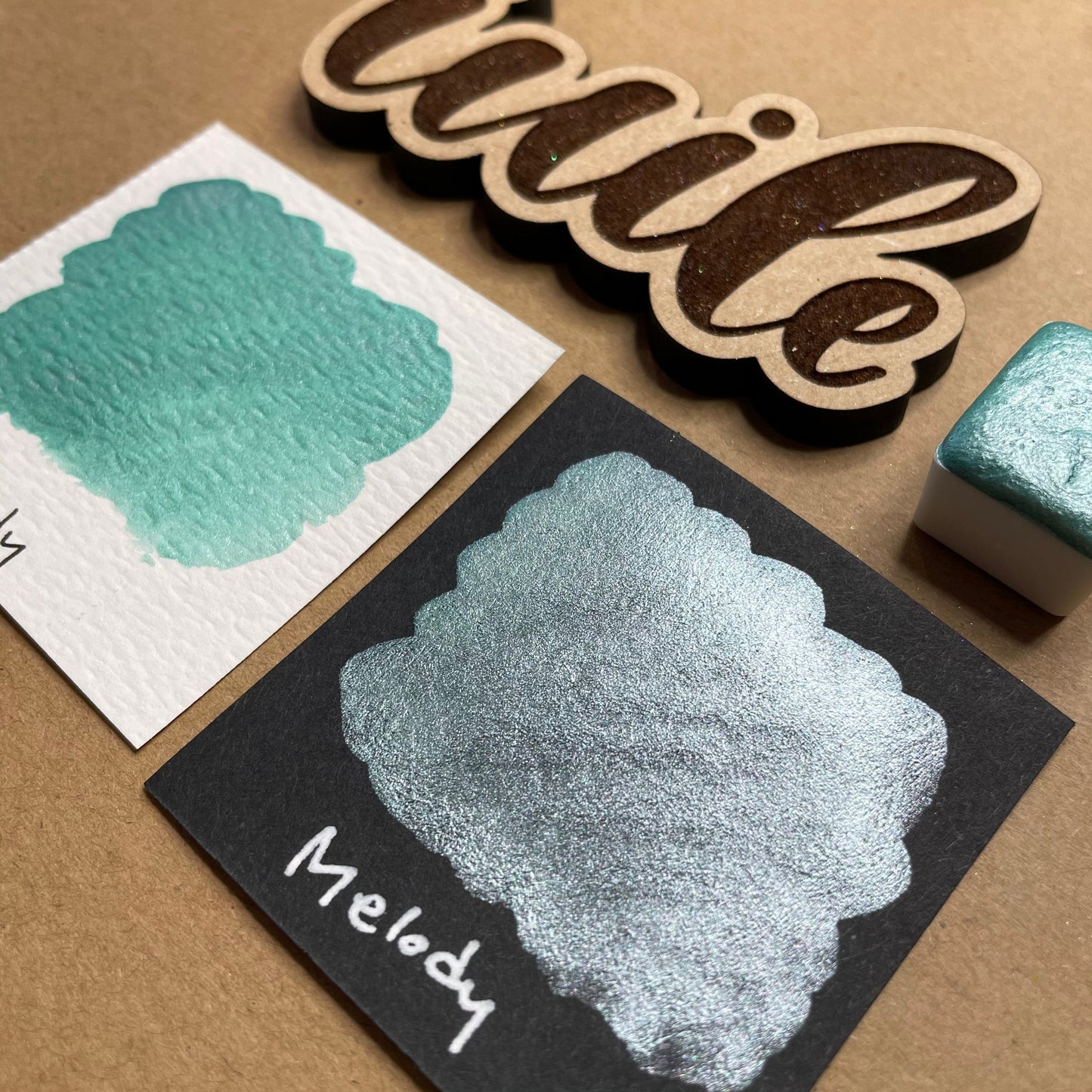 Melody teal Handmade shimmer watercolor paints