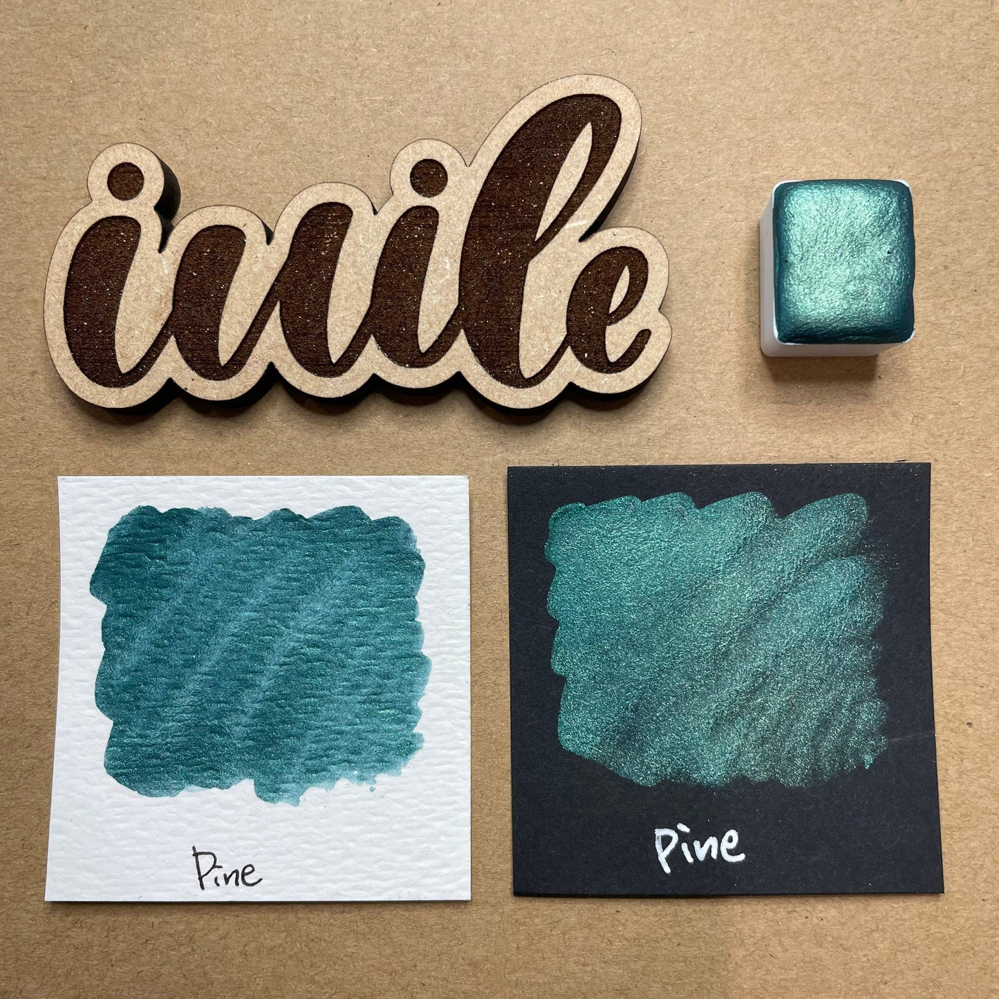 Pine green Handmade shimmer watercolor paints