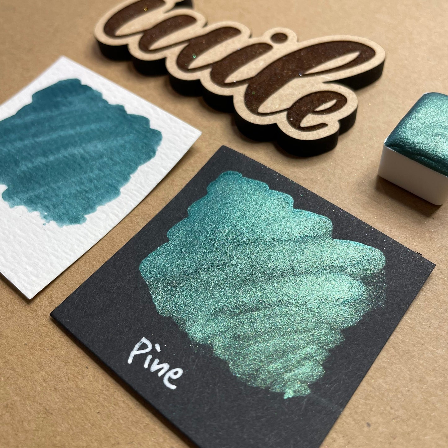 Pine green Handmade shimmer watercolor paints