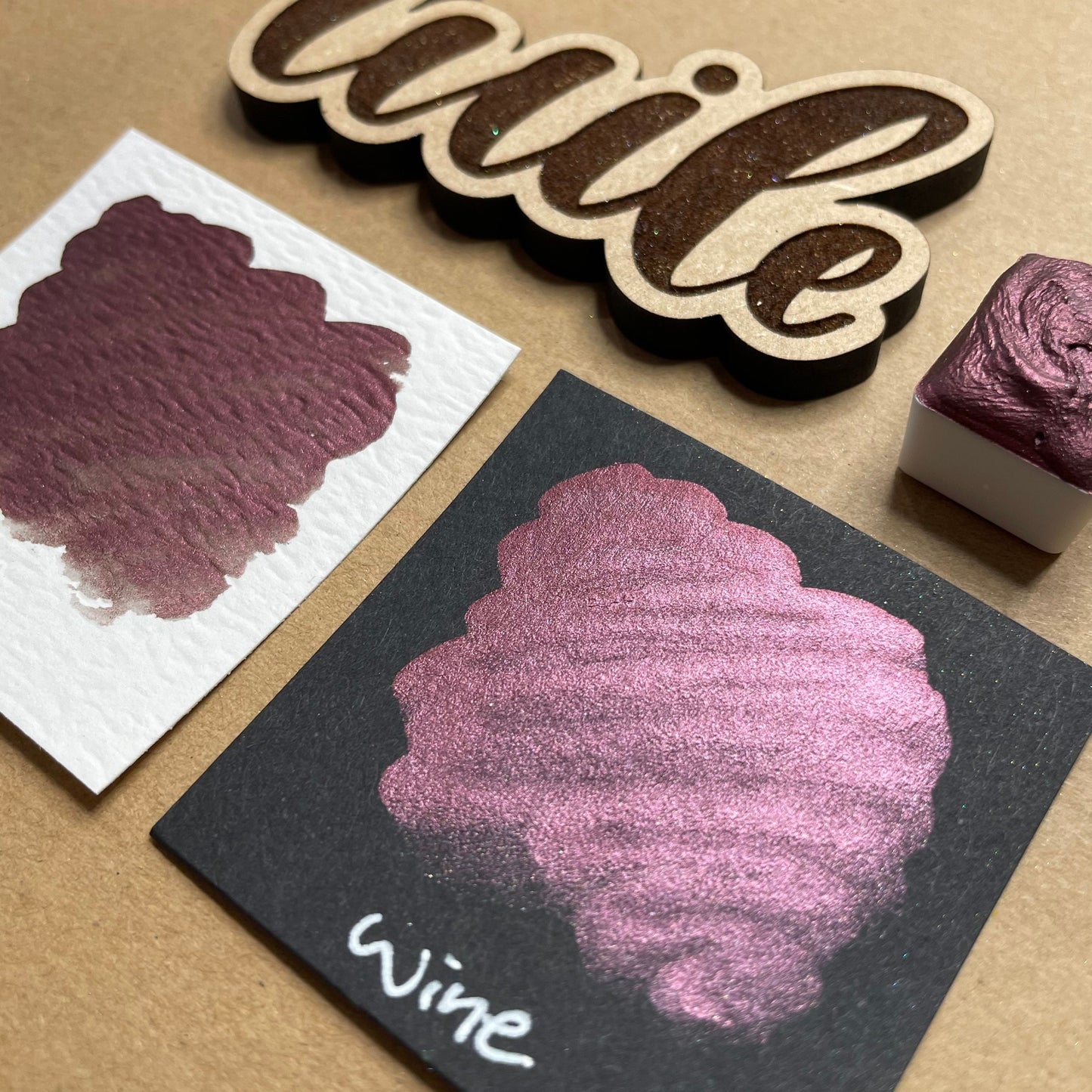 Wine red Handmade shimmer watercolor paints