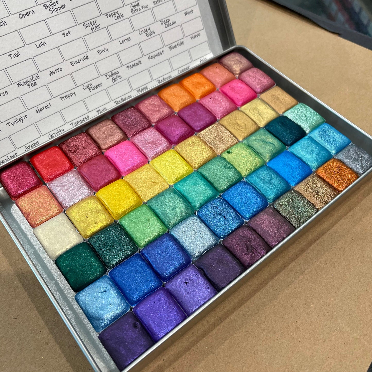 Mica60 color half pan set Handmade Shimmer Metallic watercolor paint