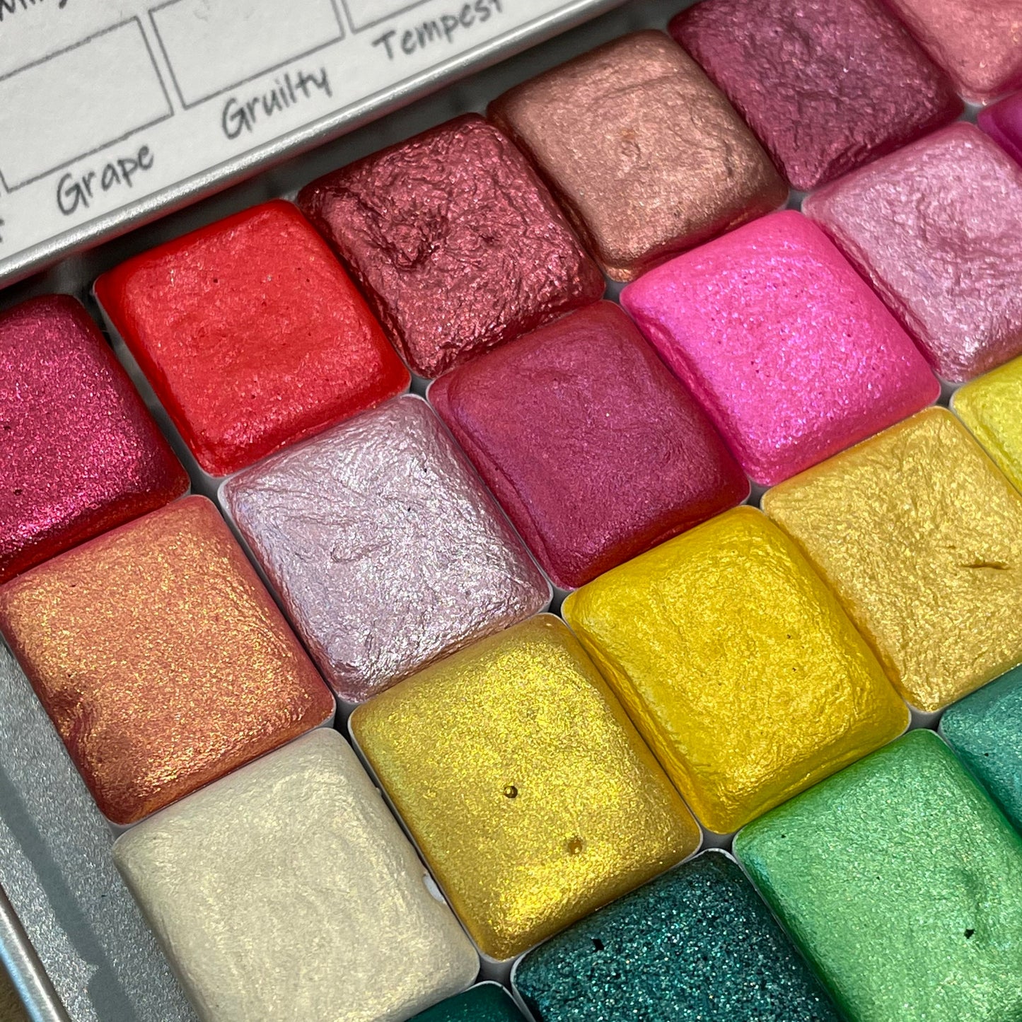 Mica60 color half pan set Handmade Shimmer Metallic watercolor paint