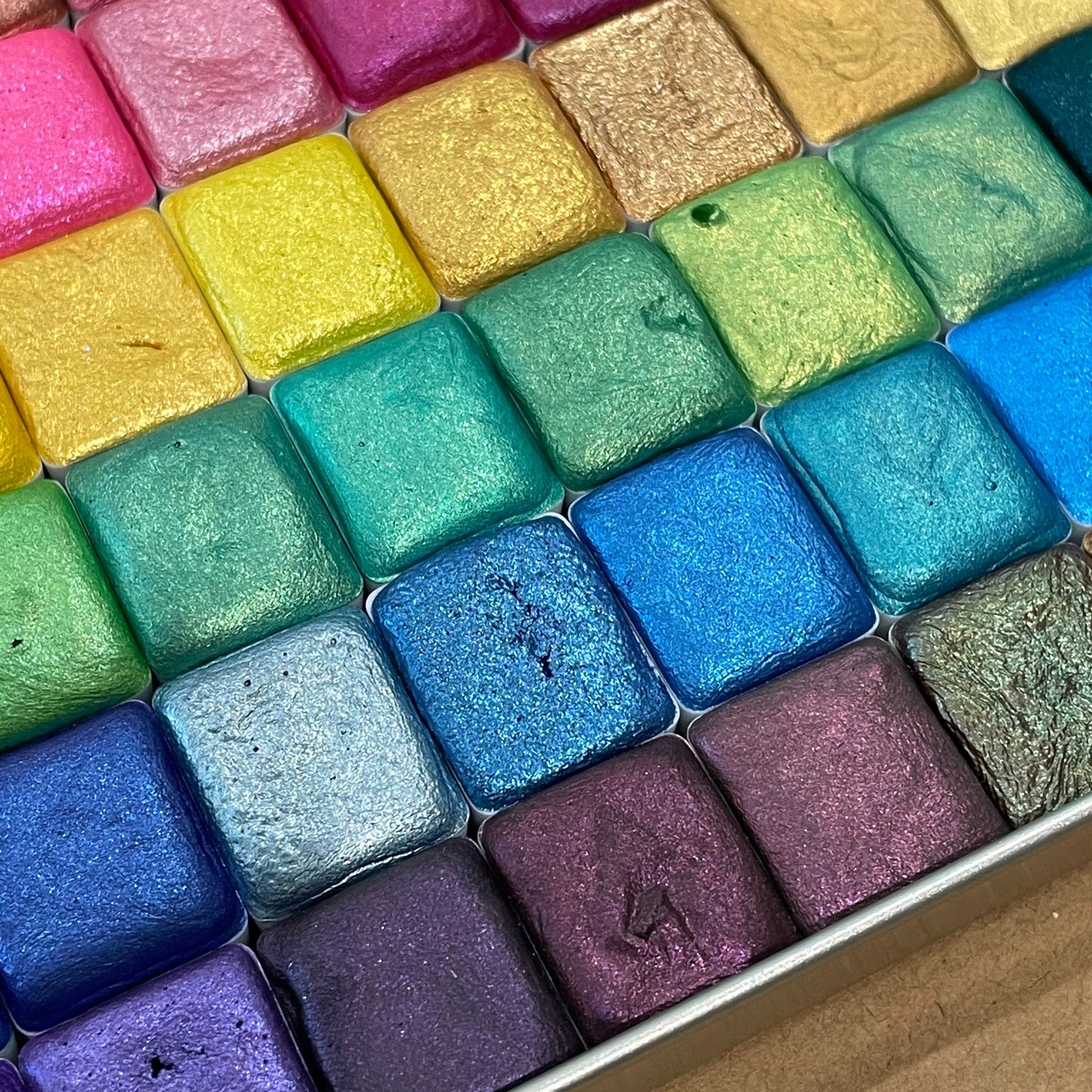Mica60 color half pan set Handmade Shimmer Metallic watercolor paint