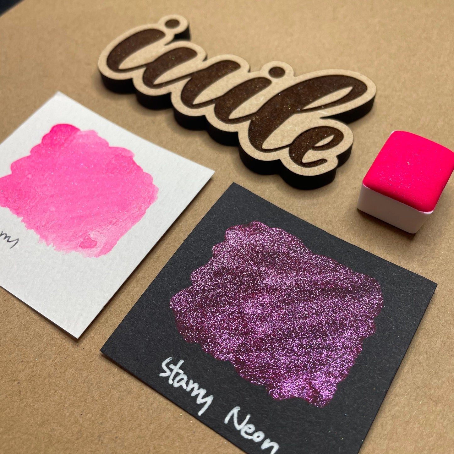 Button Neon night set handmade shimmer glittery color shift watercolor paints