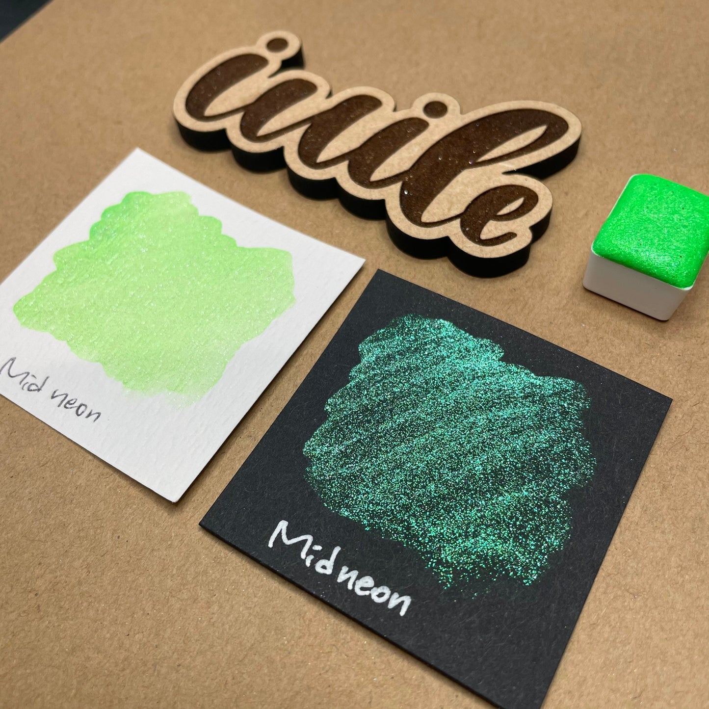 Neon night set Handmade Shimmer Metallic Chameleon Colorshift Watercolor Paint Half By iuilewatercolors