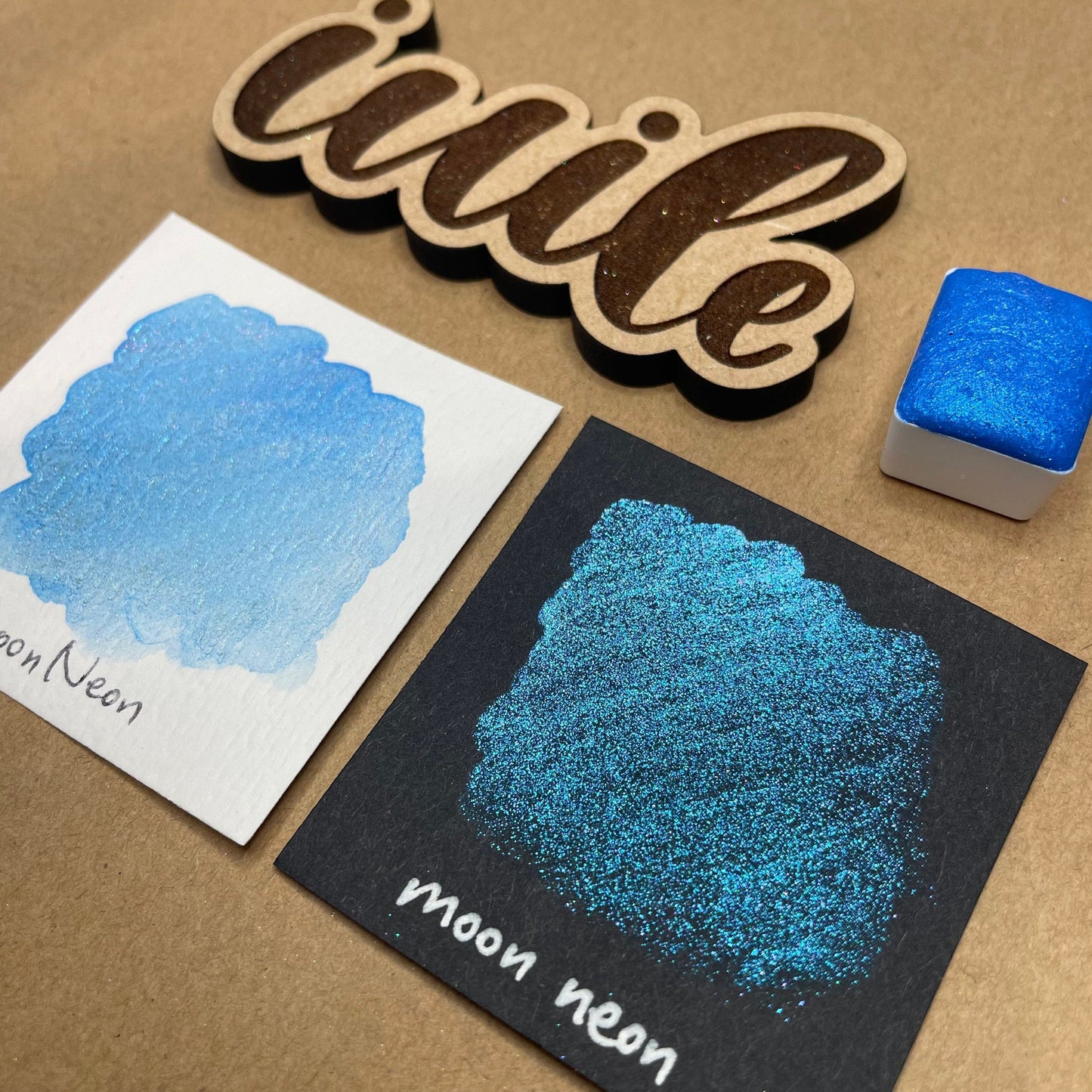 Button Neon night set handmade shimmer glittery color shift watercolor paints