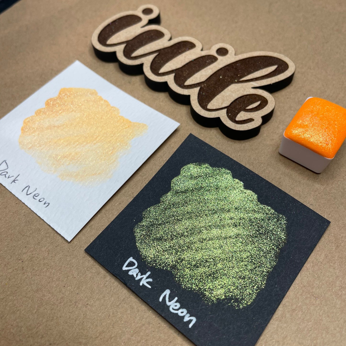 Neon night set Handmade Shimmer Metallic Chameleon Colorshift Watercolor Paint Half By iuilewatercolors