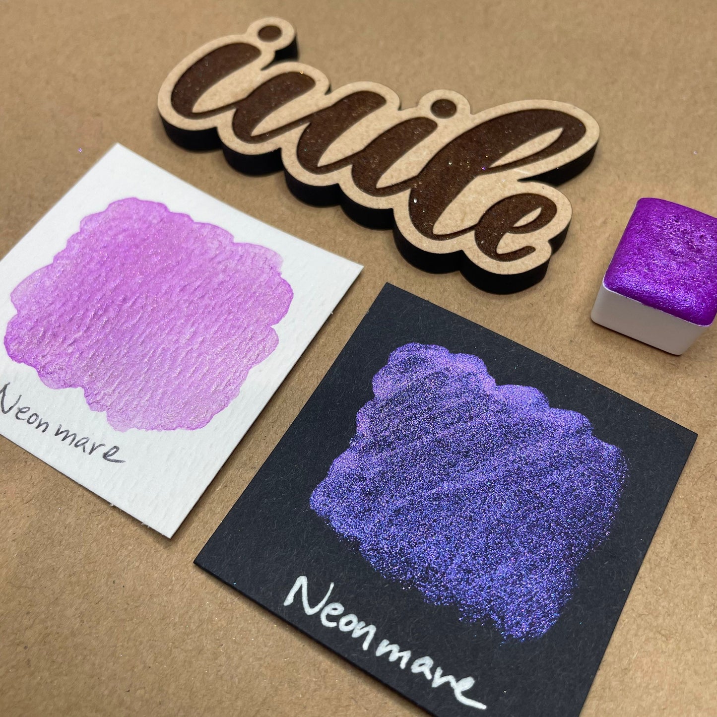 Neon night set Handmade Shimmer Metallic Chameleon Colorshift Watercolor Paint Half By iuilewatercolors