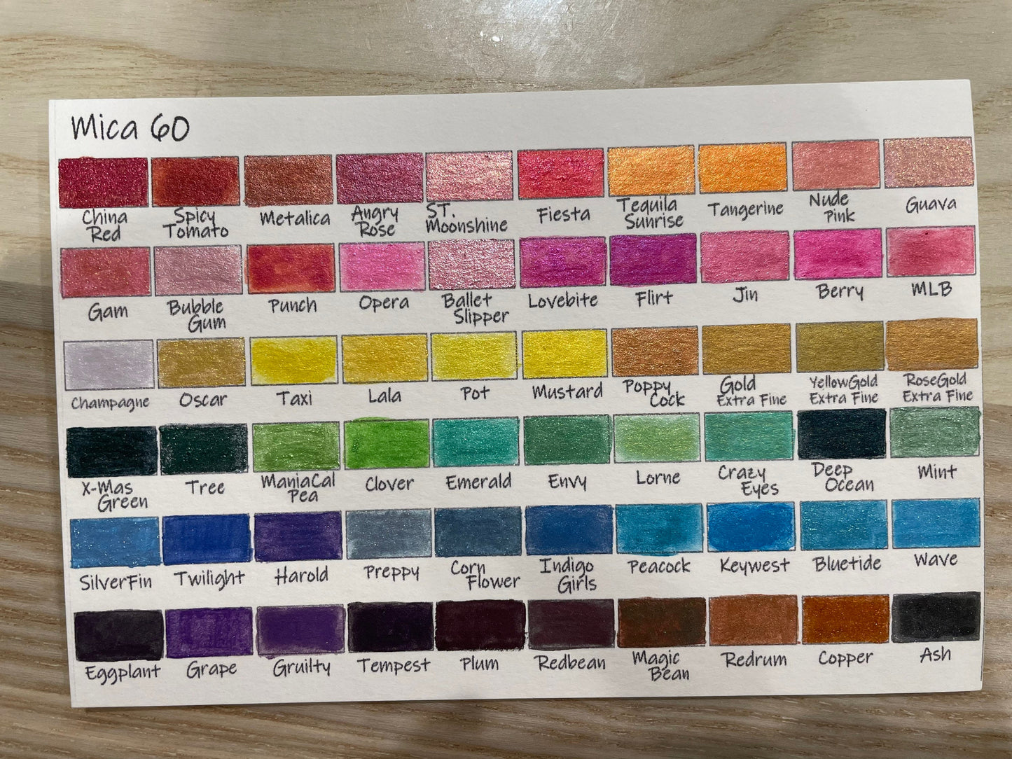 Mica60 color half pan set Handmade Shimmer Metallic watercolor paint