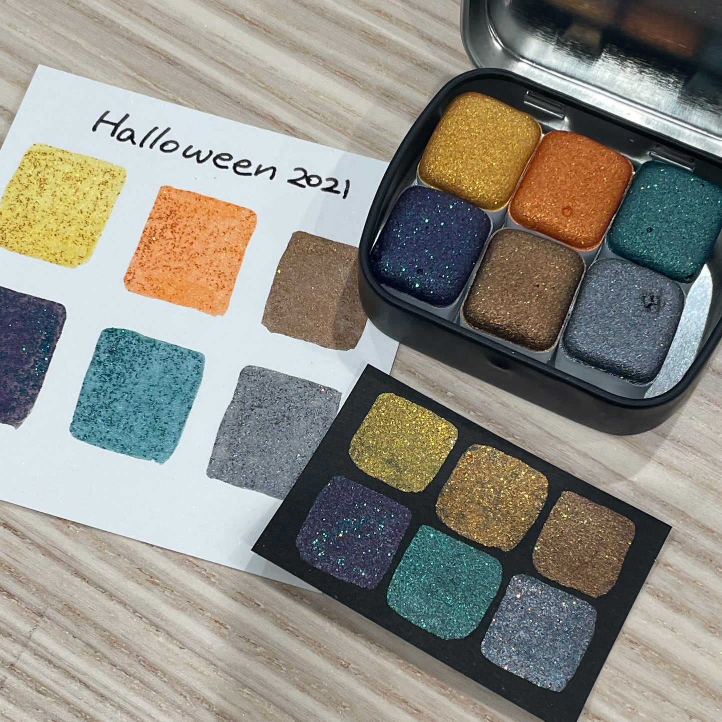 Halloween 2021 Set Handmade Shimmer Glitter Watercolor Paint Half