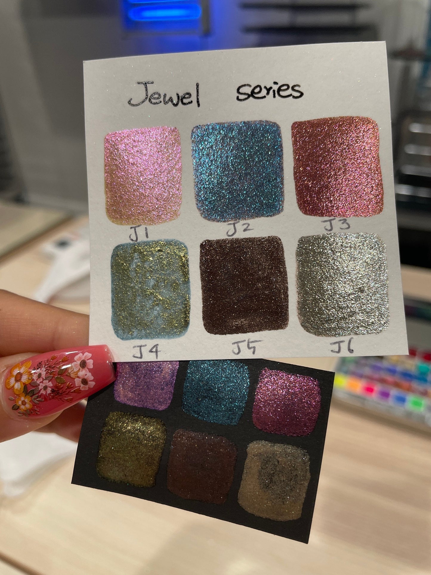 Last Chance! Jewel Dot Card Tester Sampler Watercolor Shimmer Glittery Paints