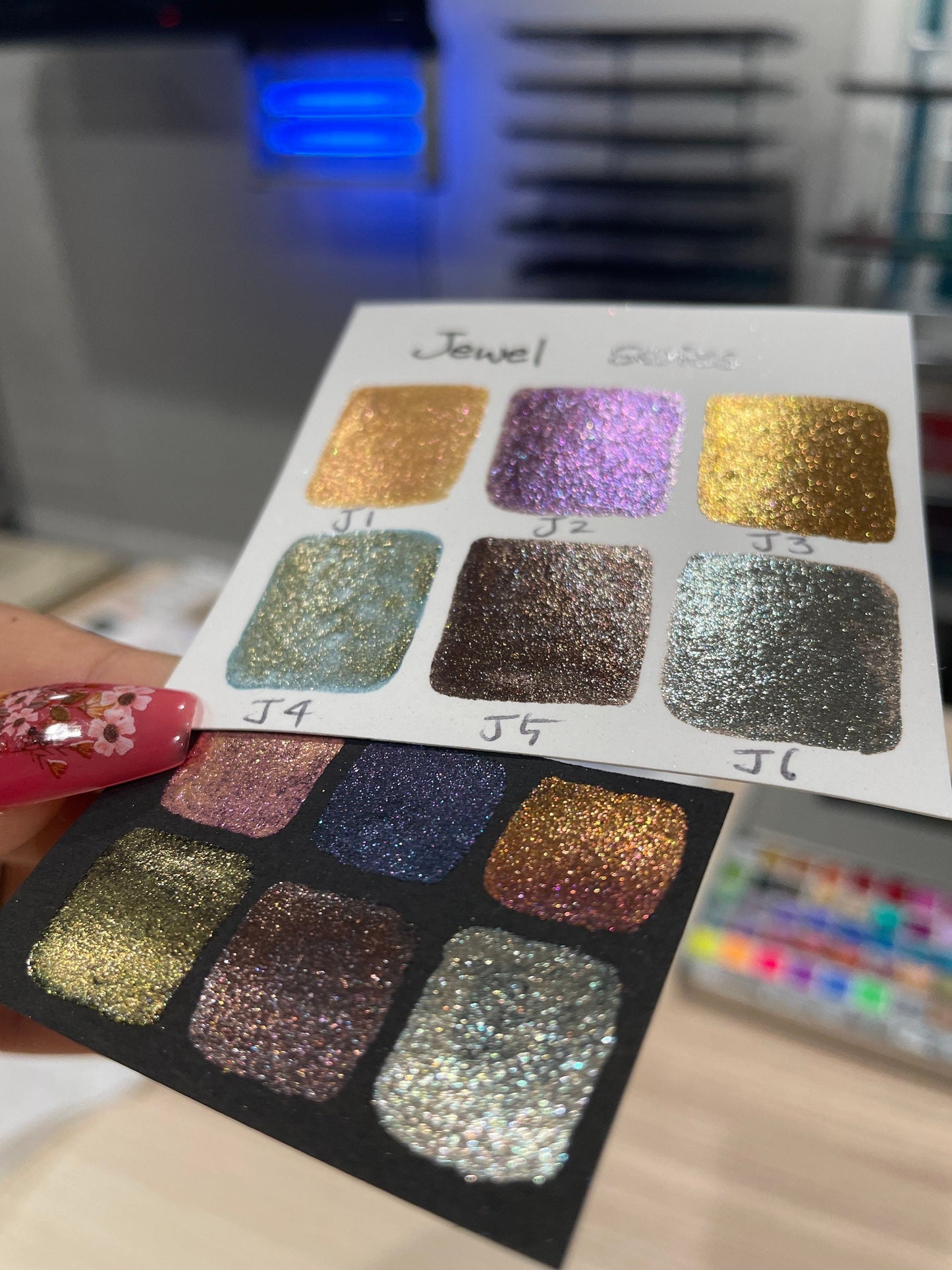 Last Chance! Jewel Dot Card Tester Sampler Watercolor Shimmer Glittery Paints