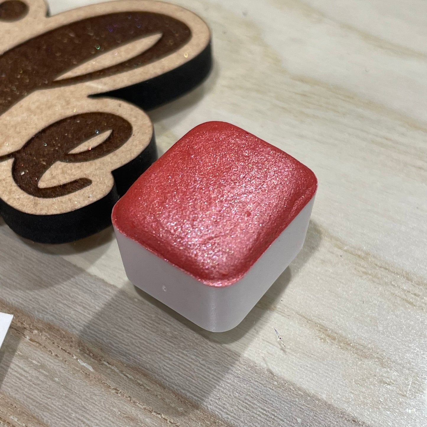 Blossom orange handmade watercolor paint half pan