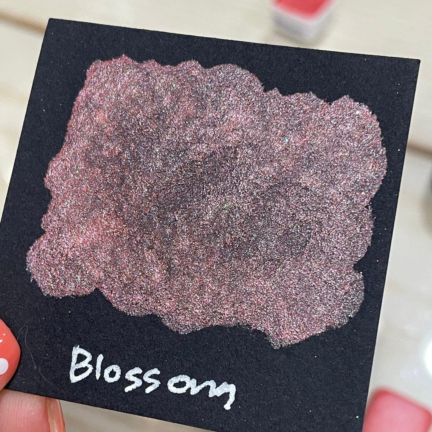 Blossom orange handmade watercolor paint half pan