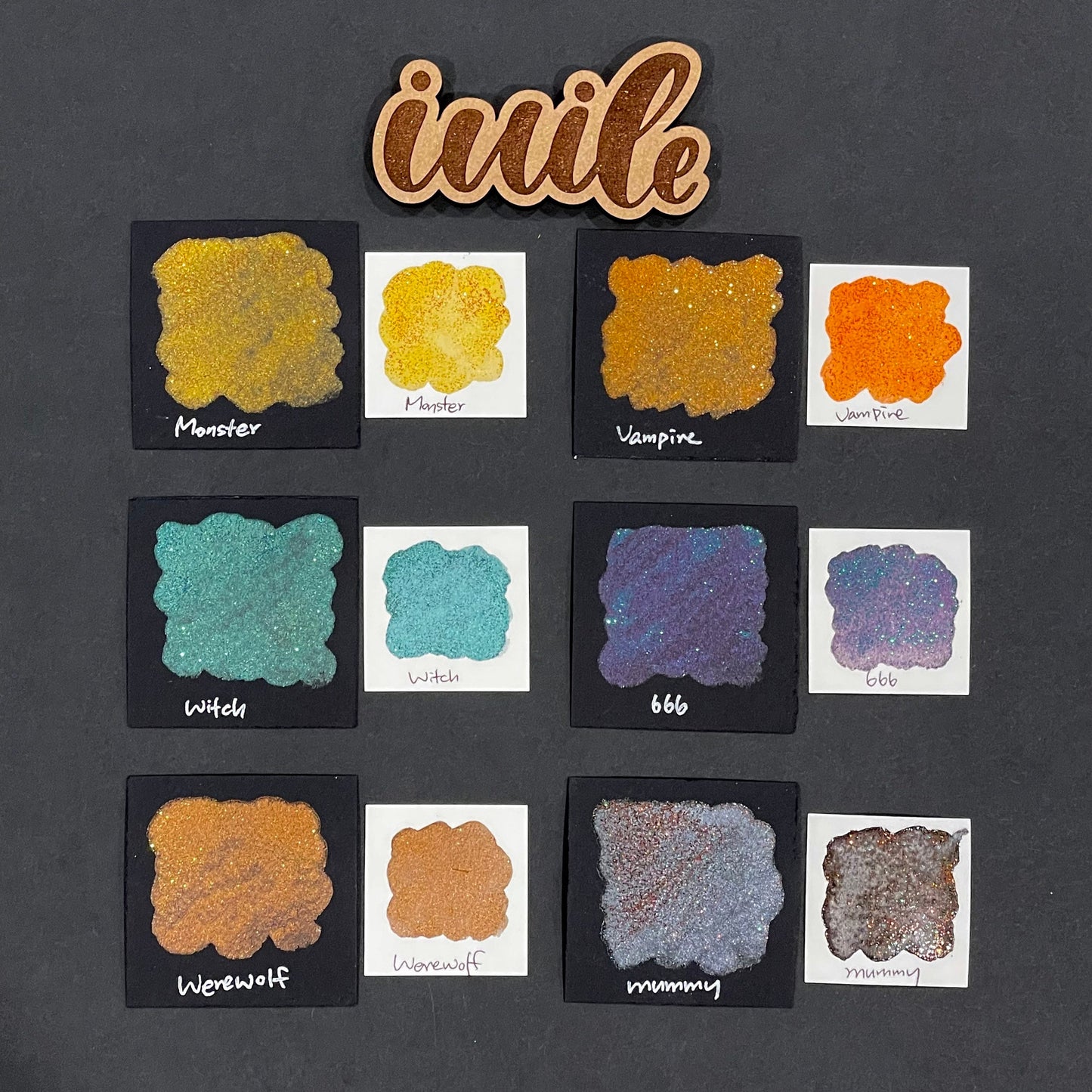 Halloween 2021 Set Handmade Shimmer Glitter Watercolor Paint Half