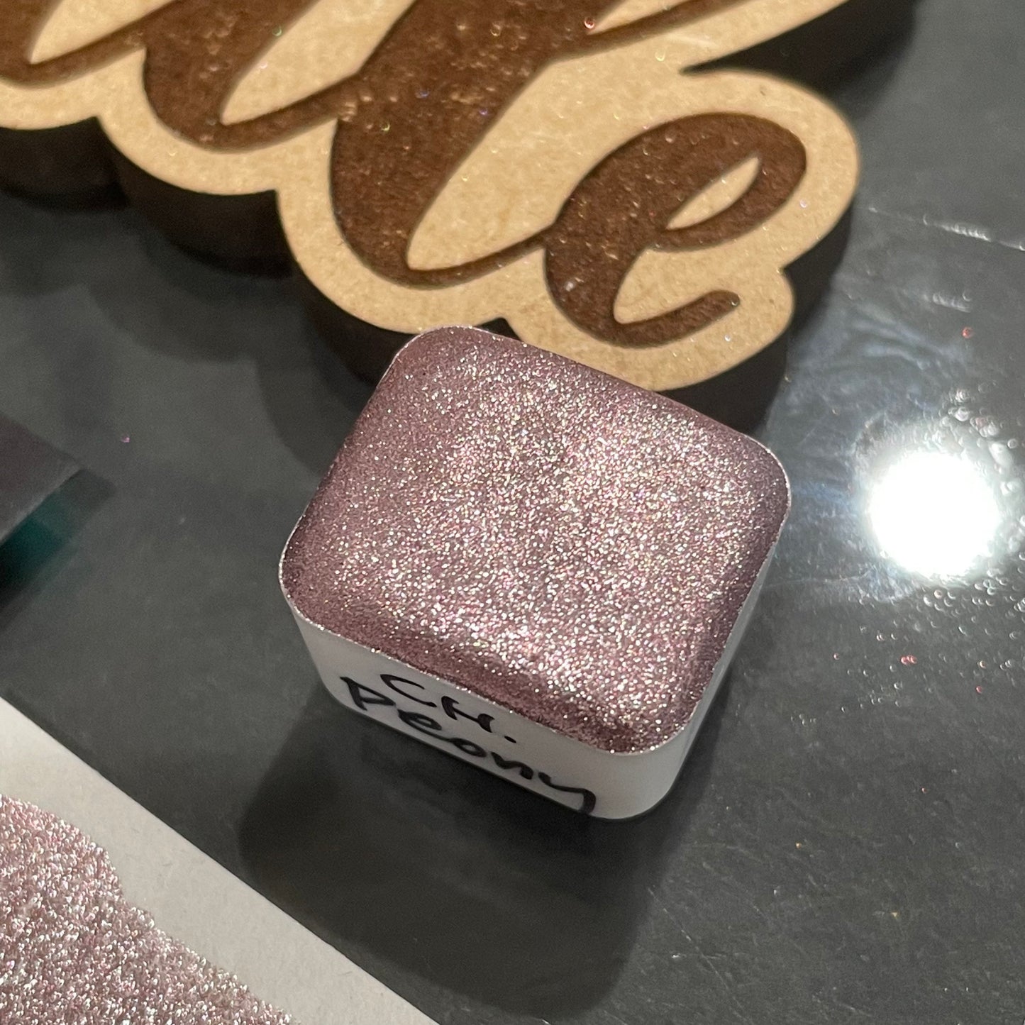 Peony Christmas Chrome watercolor paint half pan