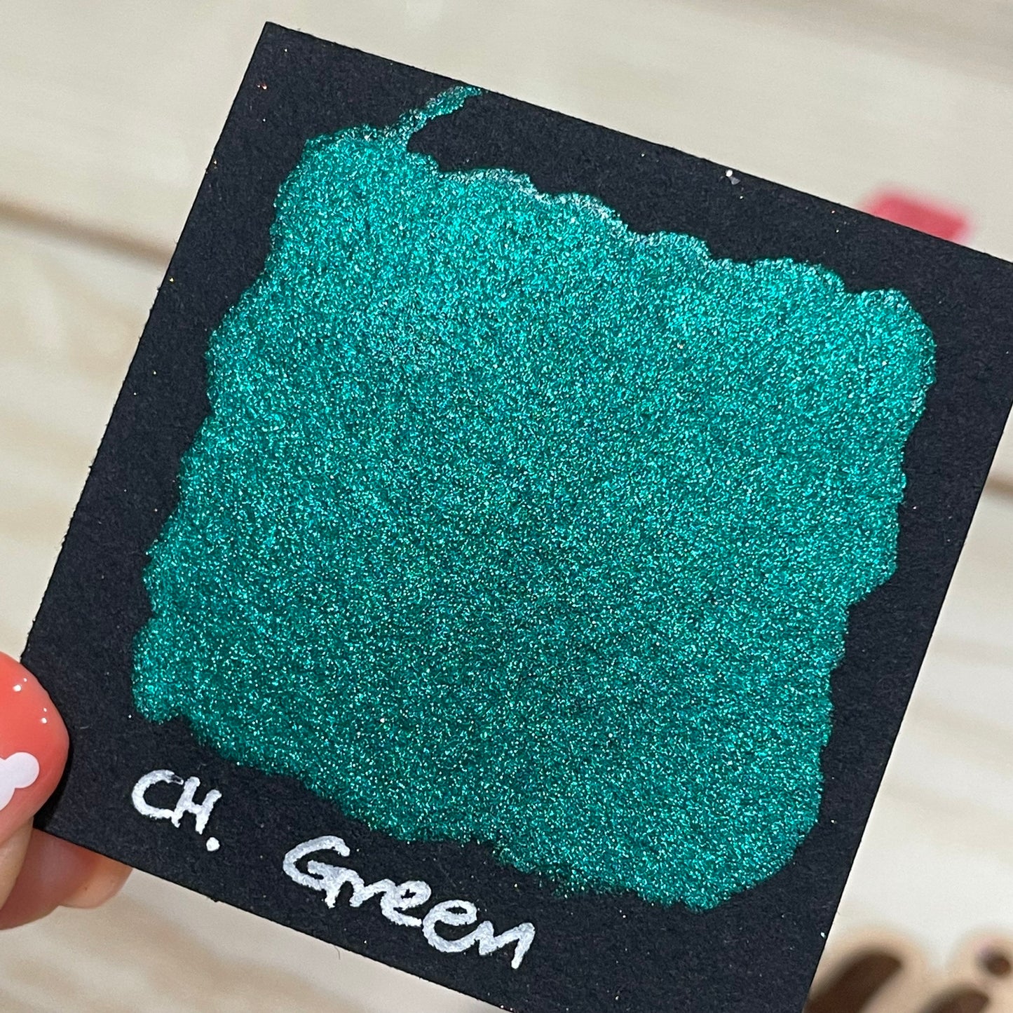 Green Christmas handmade watercolor paints half pan