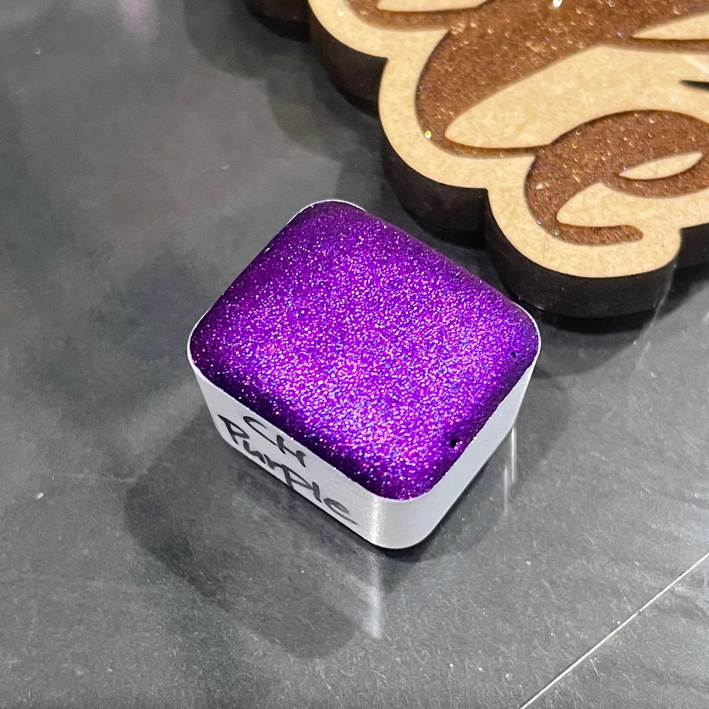 Purple Christmas Chrome watercolor paint half pan