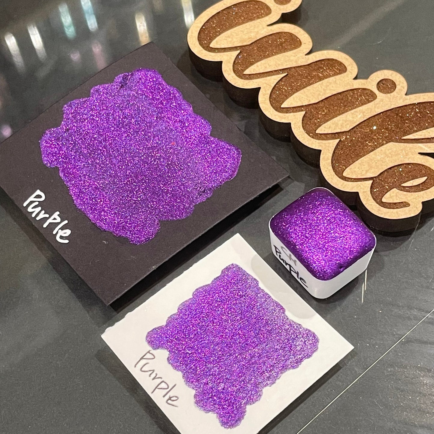 Purple Christmas Chrome watercolor paint half pan