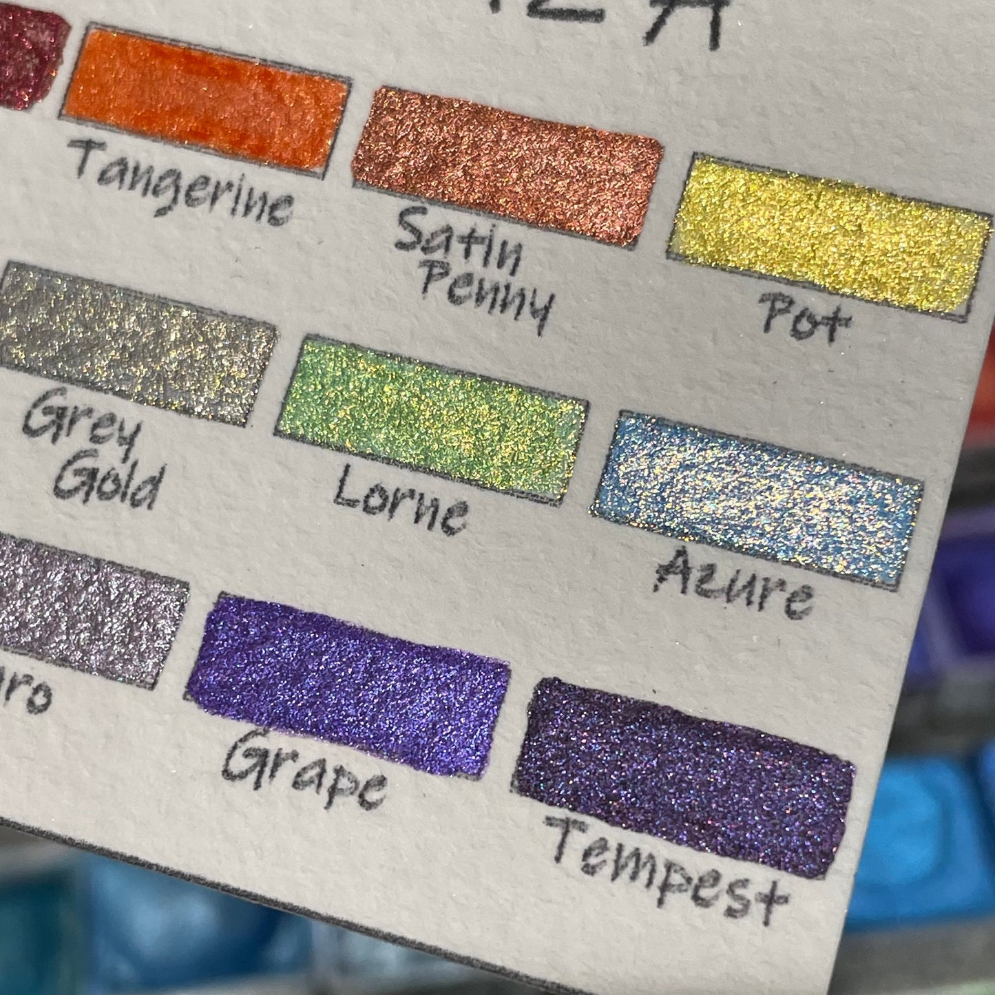 Mica H12 A set Handmade Shimmer Watercolor Paint half pans