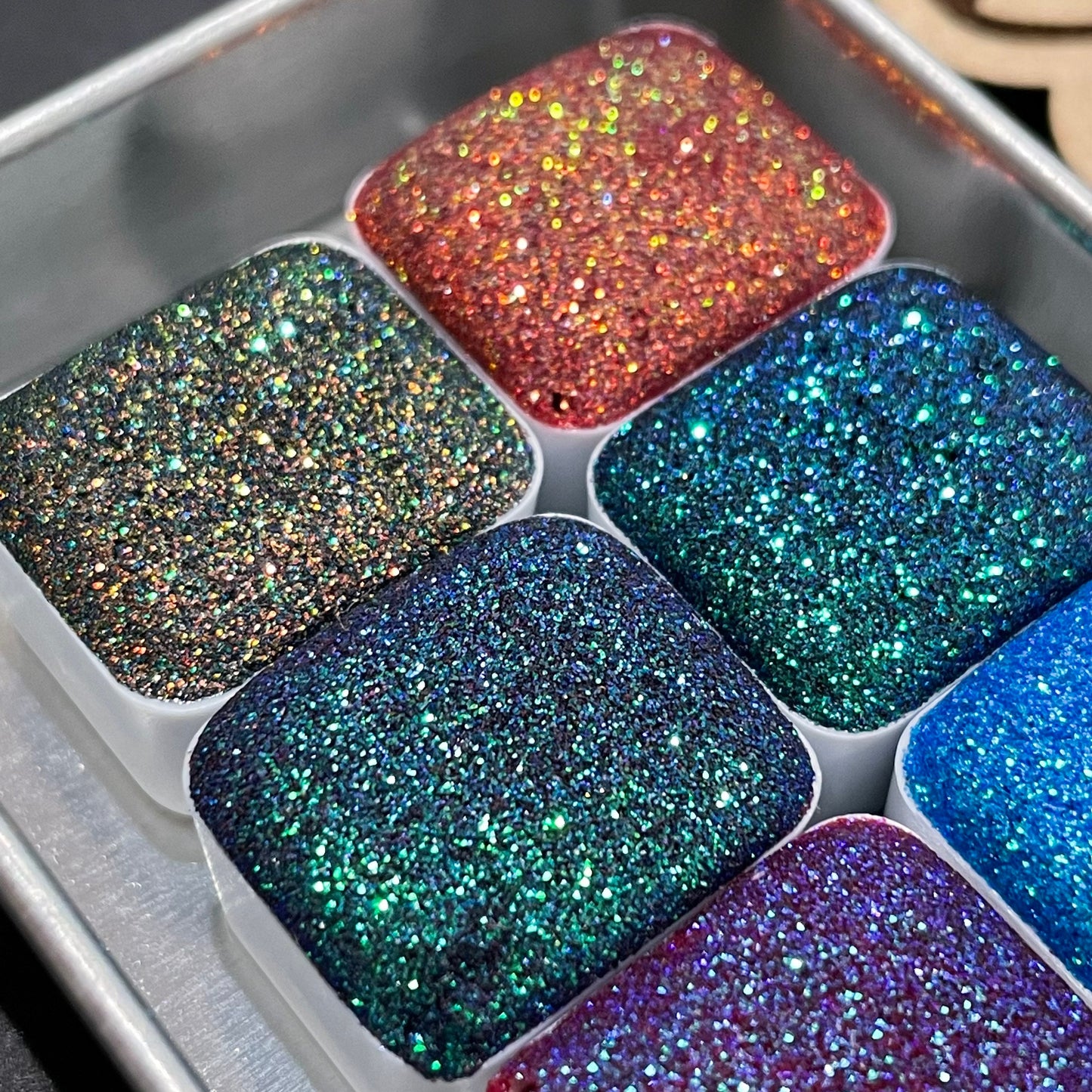 B glitter set chunky glitter watercolor paint Half pans