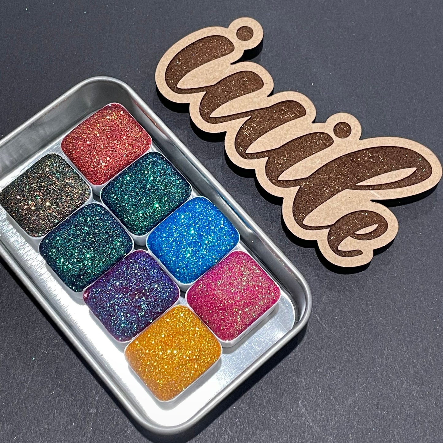B glitter set chunky glitter watercolor paint Half pans