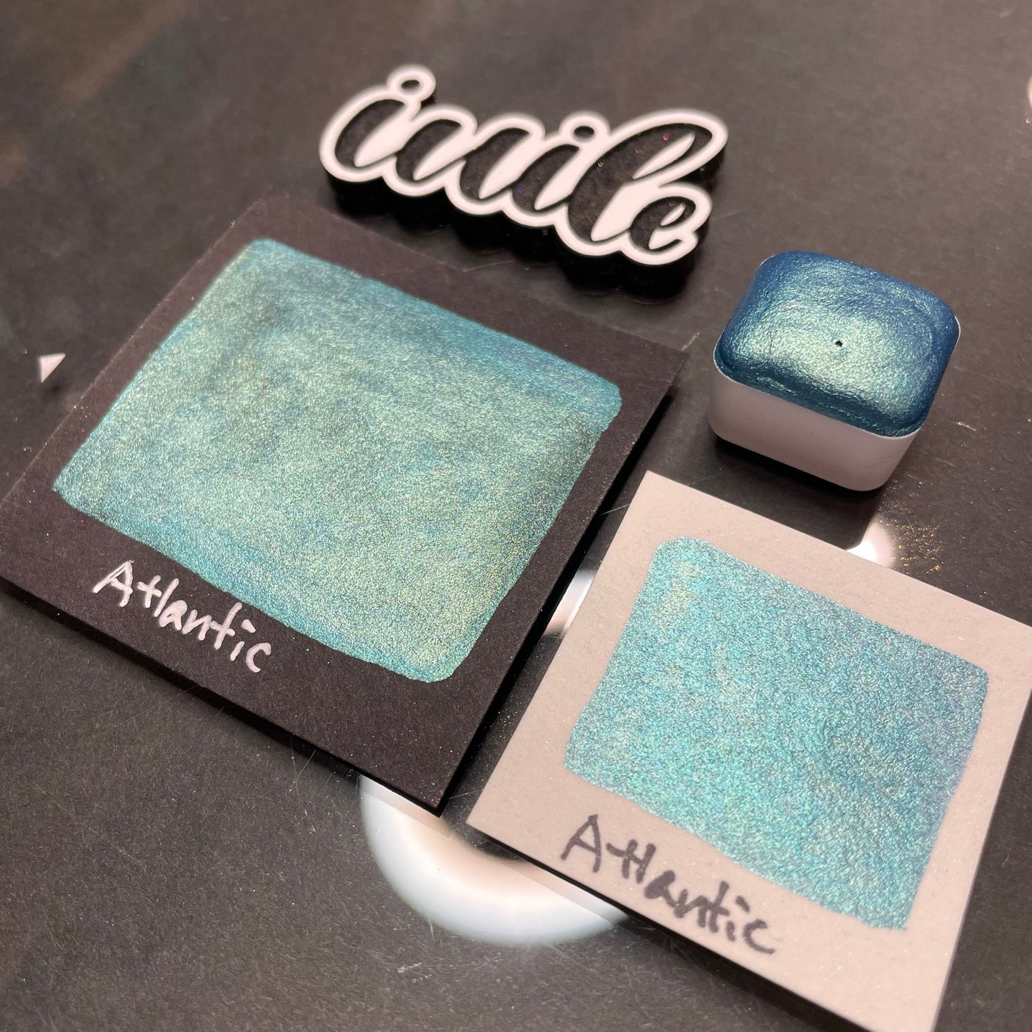 Atlantic Blue half Handmade shimmer watercolor paints