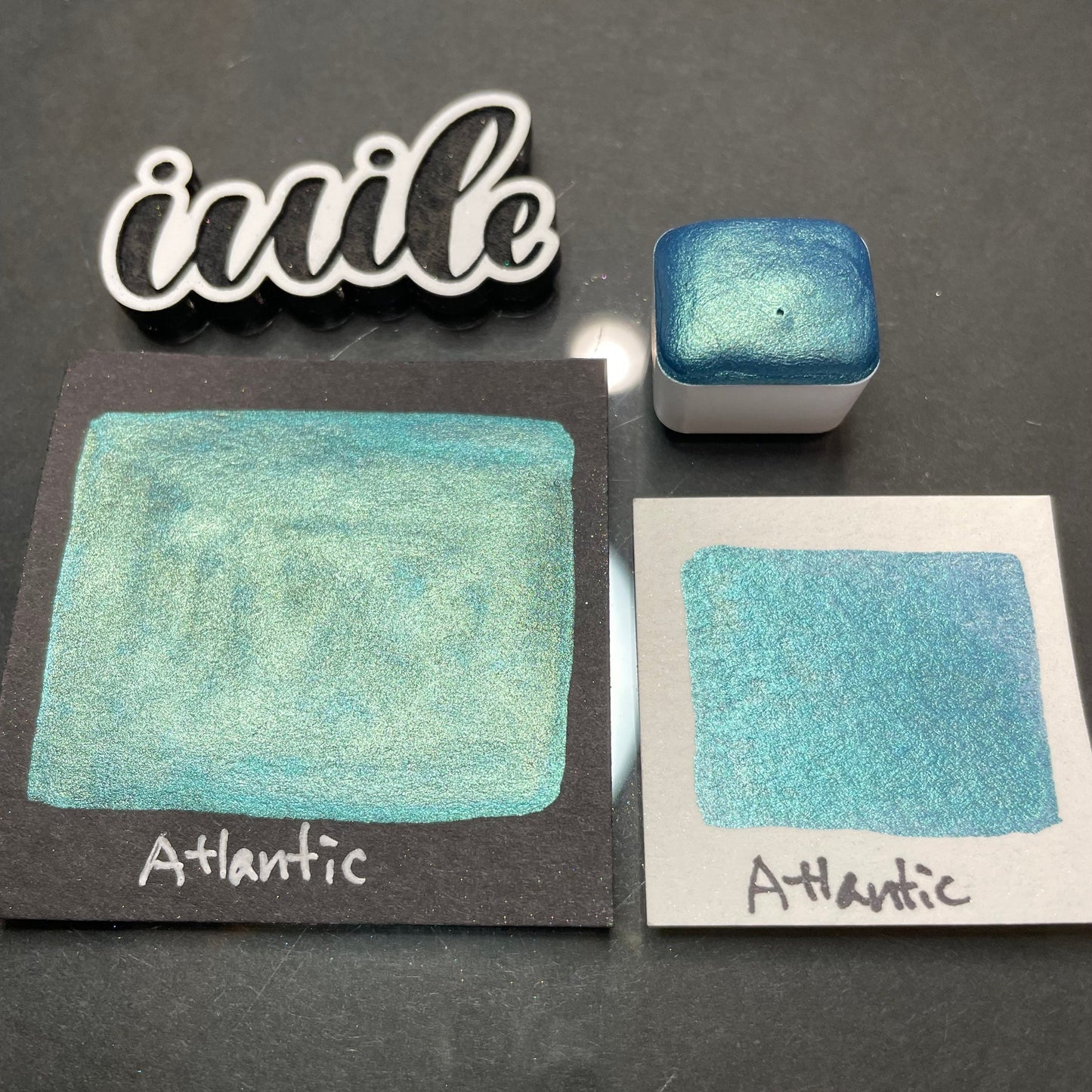 Atlantic Blue half Handmade shimmer watercolor paints