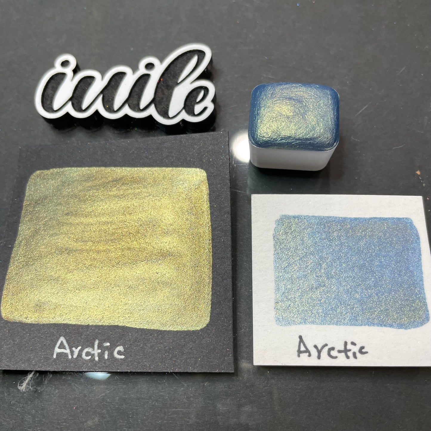 Arctic Blue Half Handmade shimmer watercolor paints