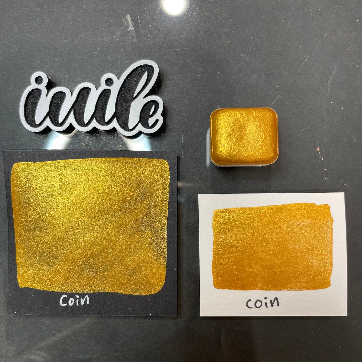 Coin Gold half Handmade shimmer watercolor paints
