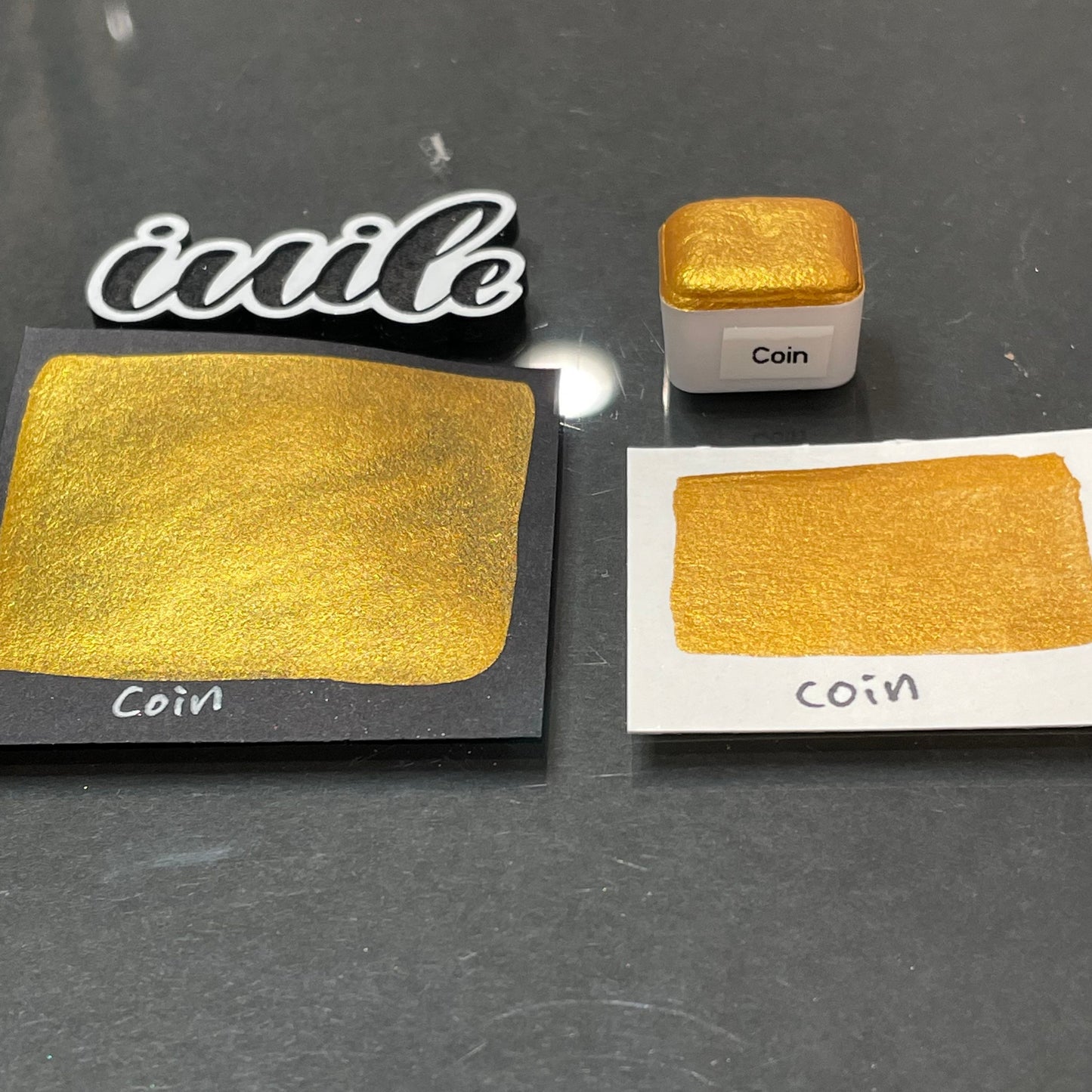 Coin Gold half Handmade shimmer watercolor paints