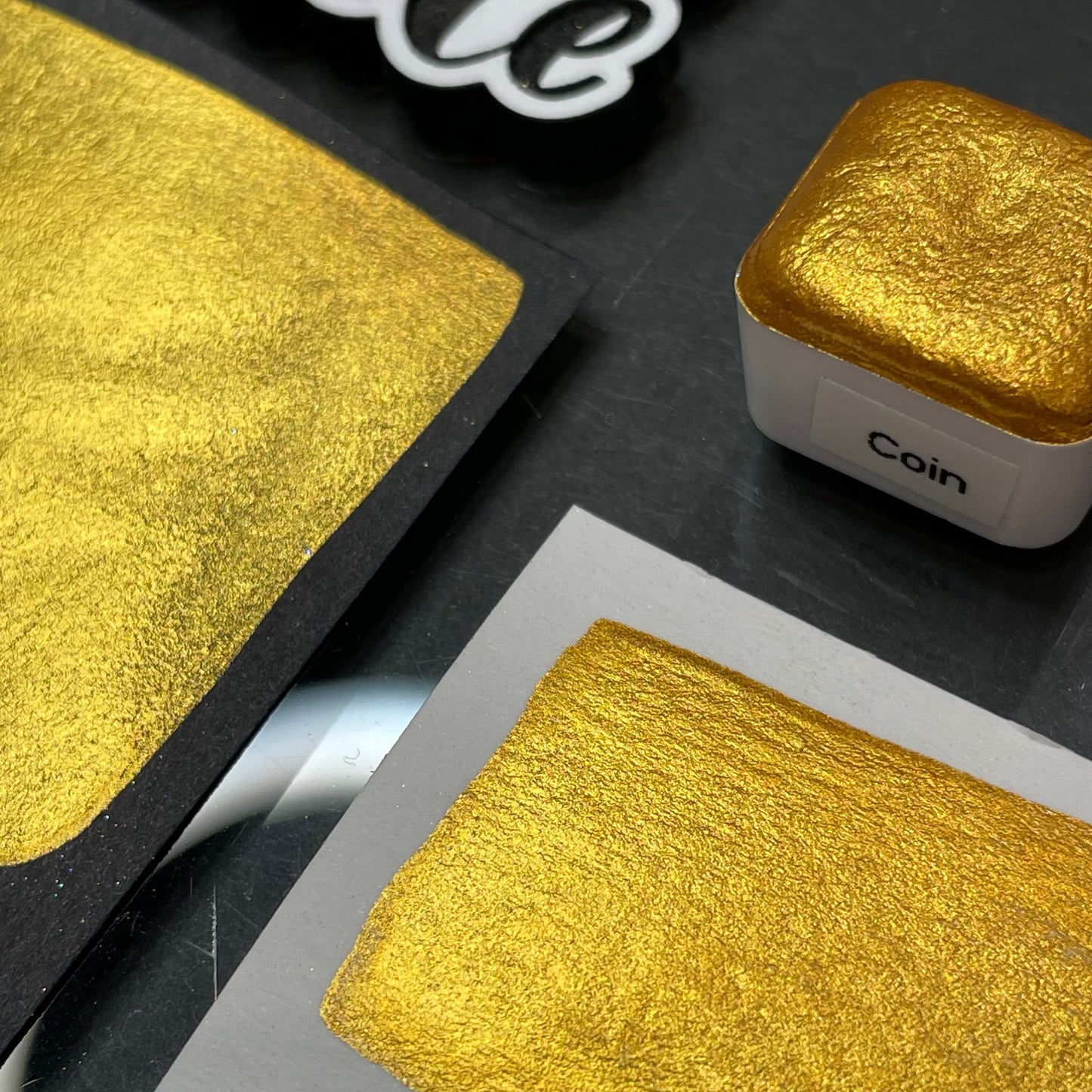 Coin Gold half Handmade shimmer watercolor paints