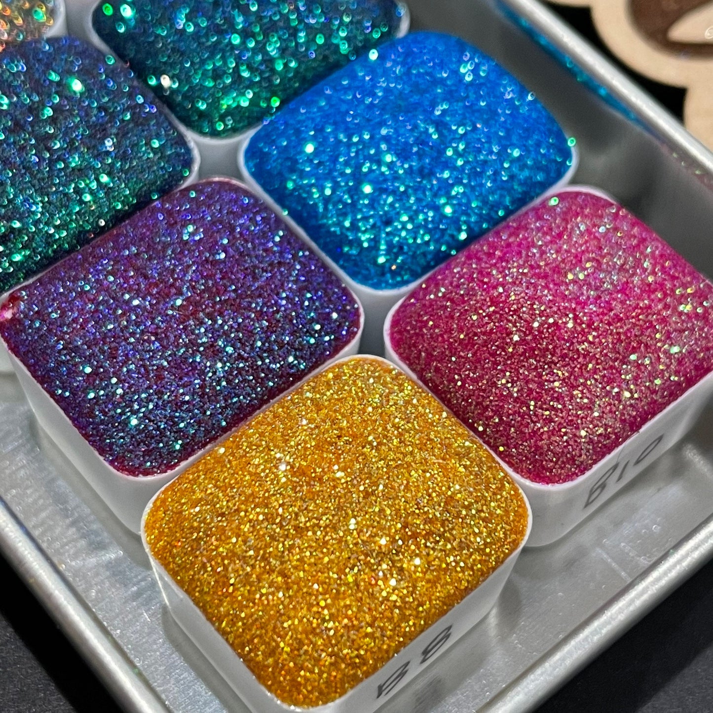 B glitter set chunky glitter watercolor paint Half pans