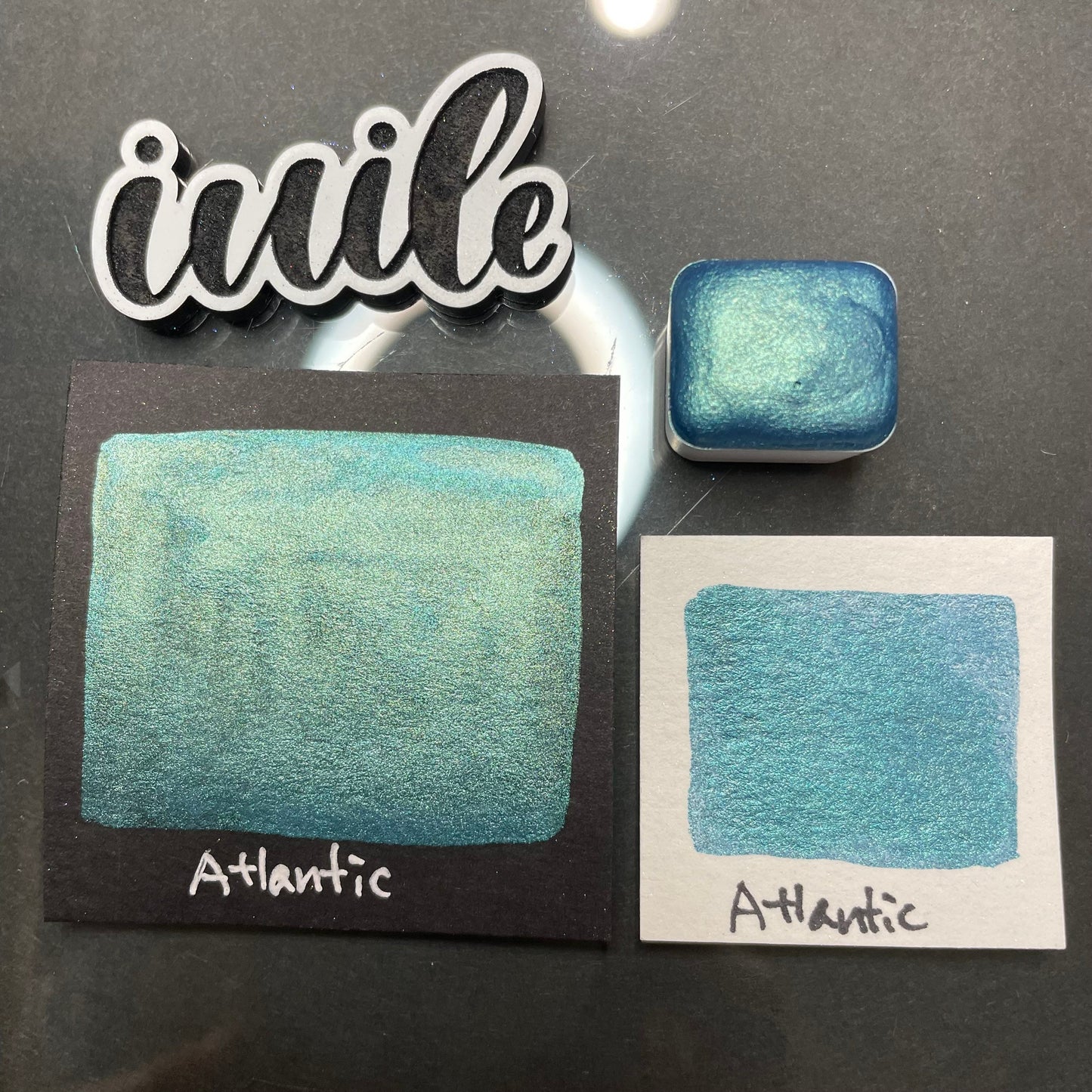 Atlantic Blue half Handmade shimmer watercolor paints