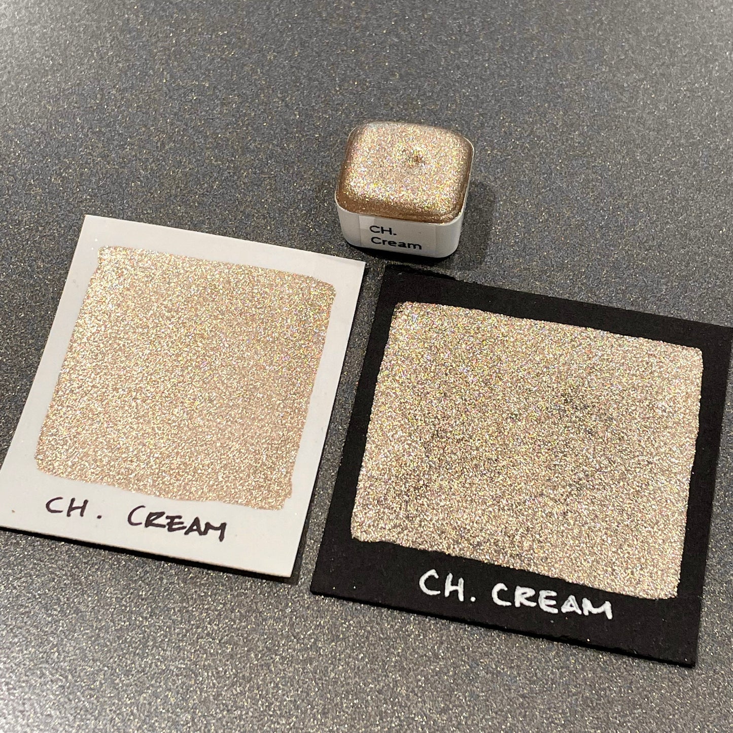 Cream Christmas Chrome watercolor paint half pan