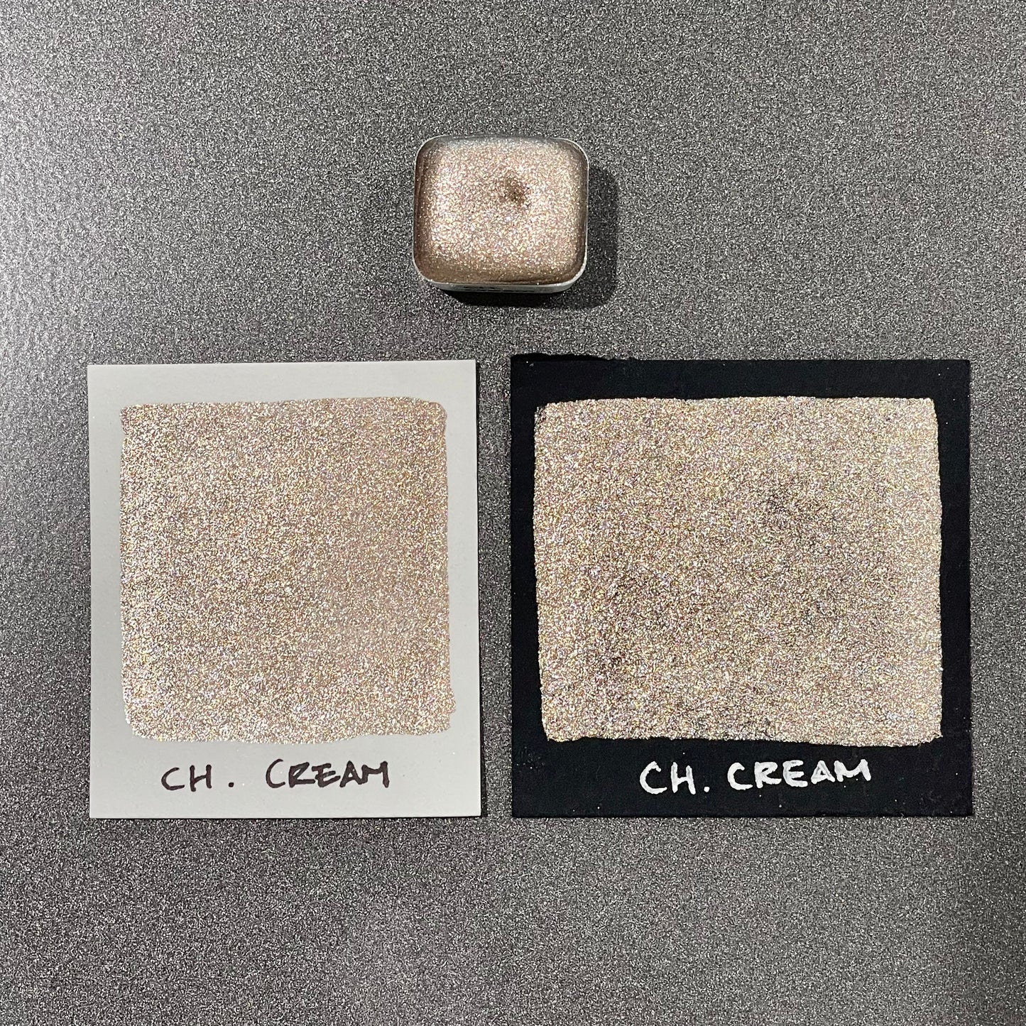 Cream Christmas Chrome watercolor paint half pan