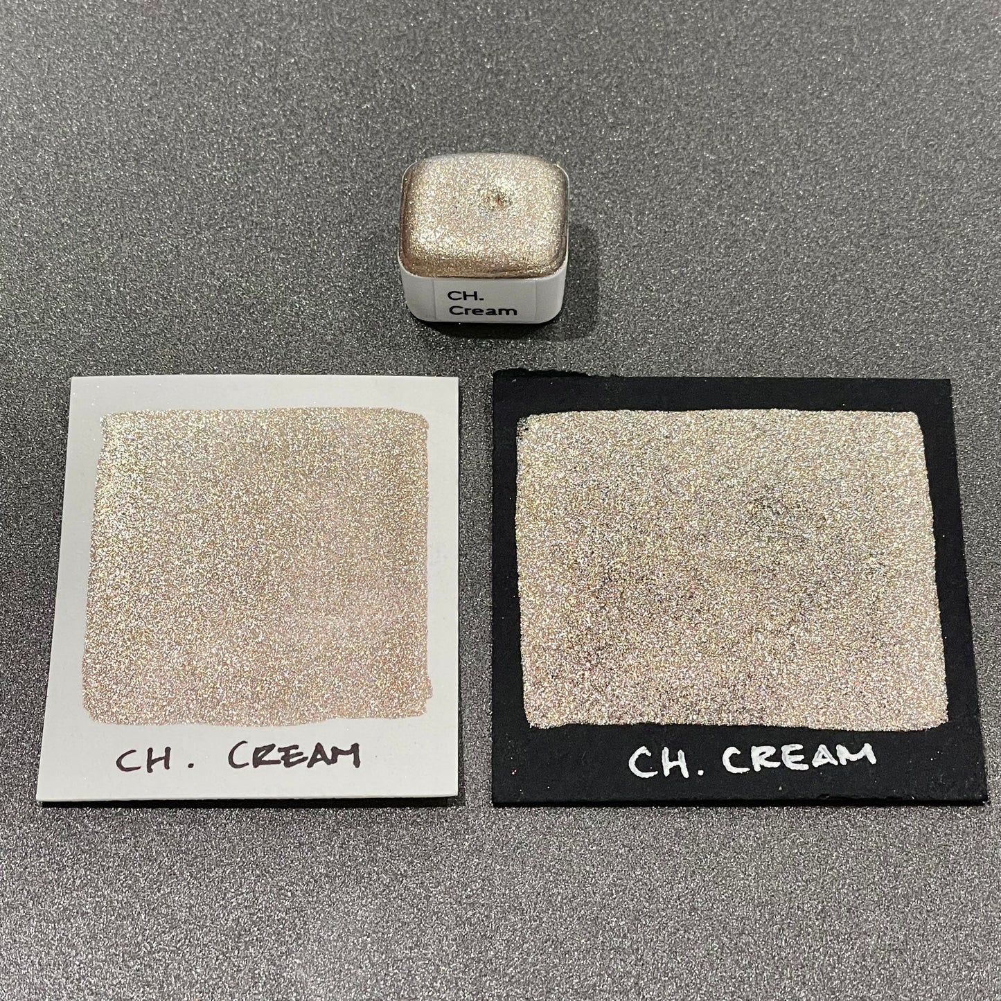 Cream Christmas Chrome watercolor paint half pan