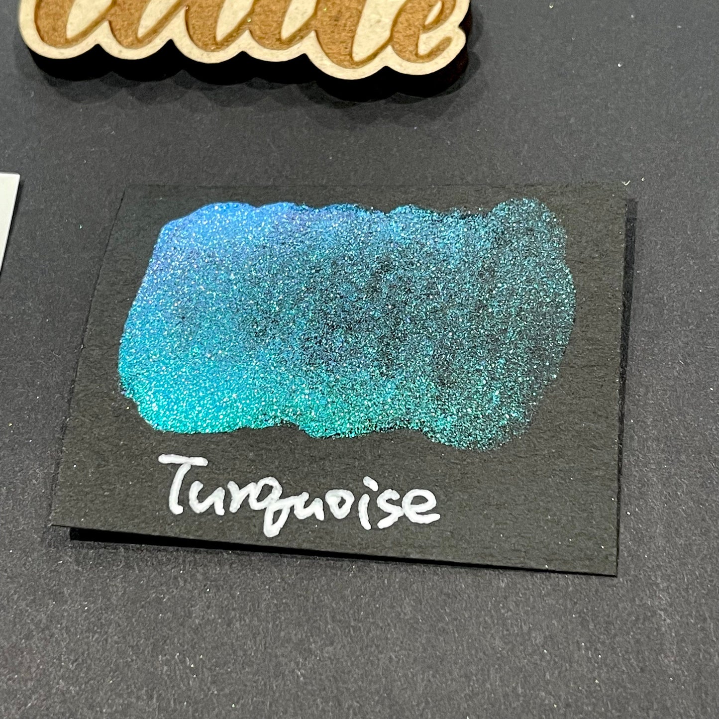 Turquoise teal Half pan Bling Bling Handmade Color Shift shimmer watercolor paints