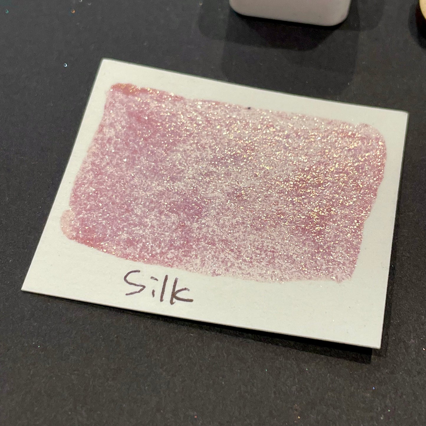 Silk pink Half pan Bling Bling Handmade shimmer watercolor paints