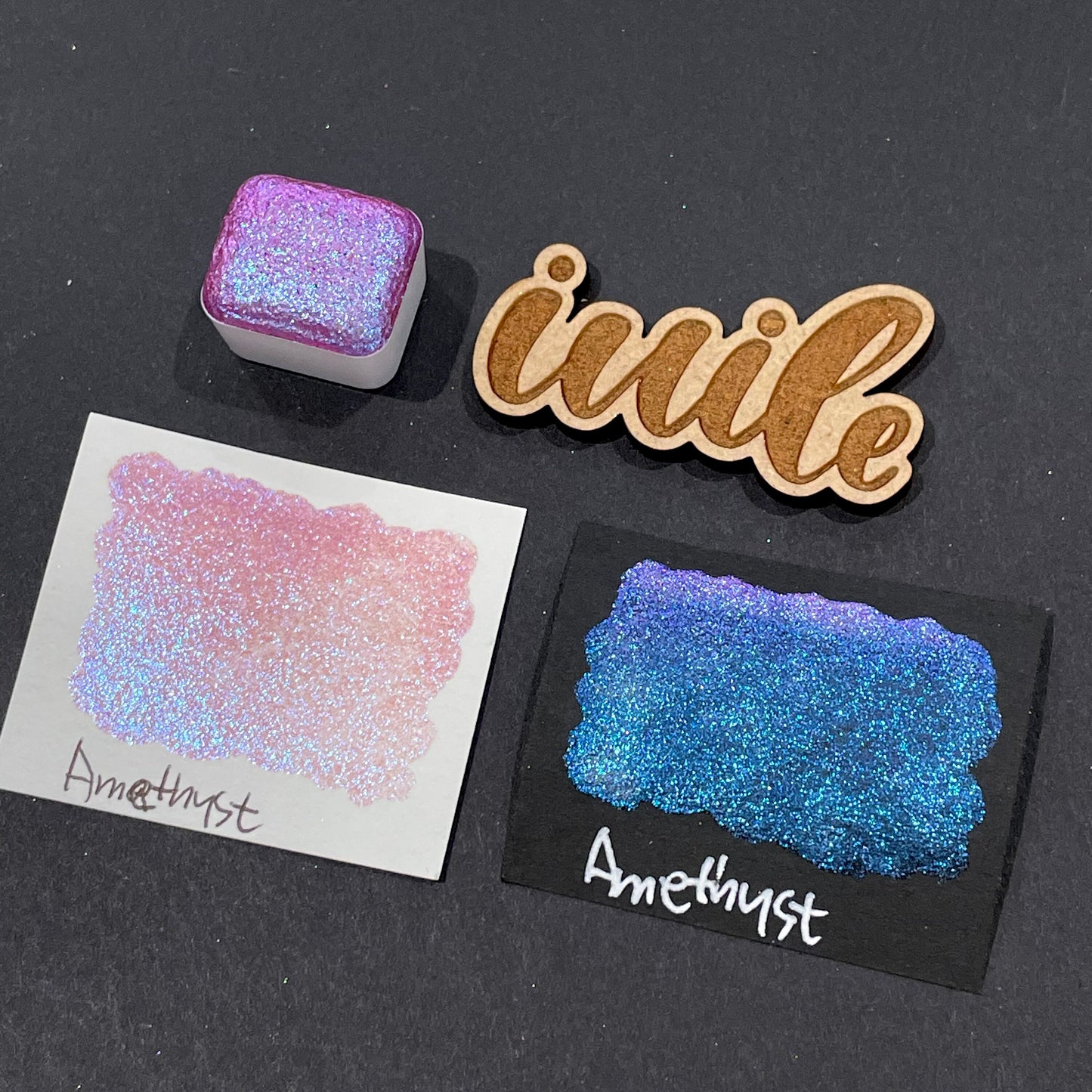 Amethyst purple Half pan Bling Bling Handmade Color Shift shimmer watercolor paints